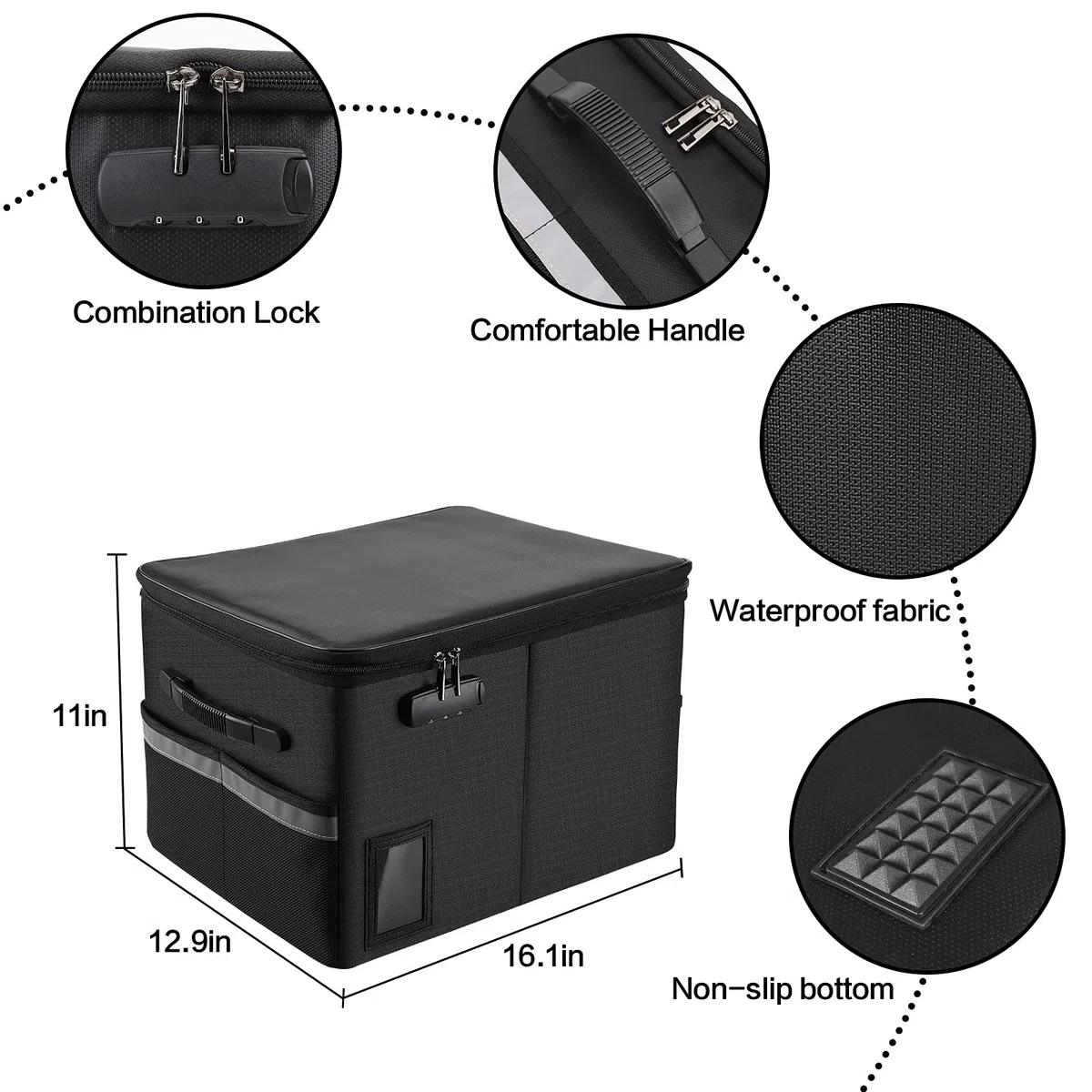Caja organizadora de documentos ignífuga, archivador de almacenamiento de gabinete con cerradura, caja fuerte portátil para colgar carpetas de cartas/legales de 6.3 x 5.1 pulgadas 11 pulgadas