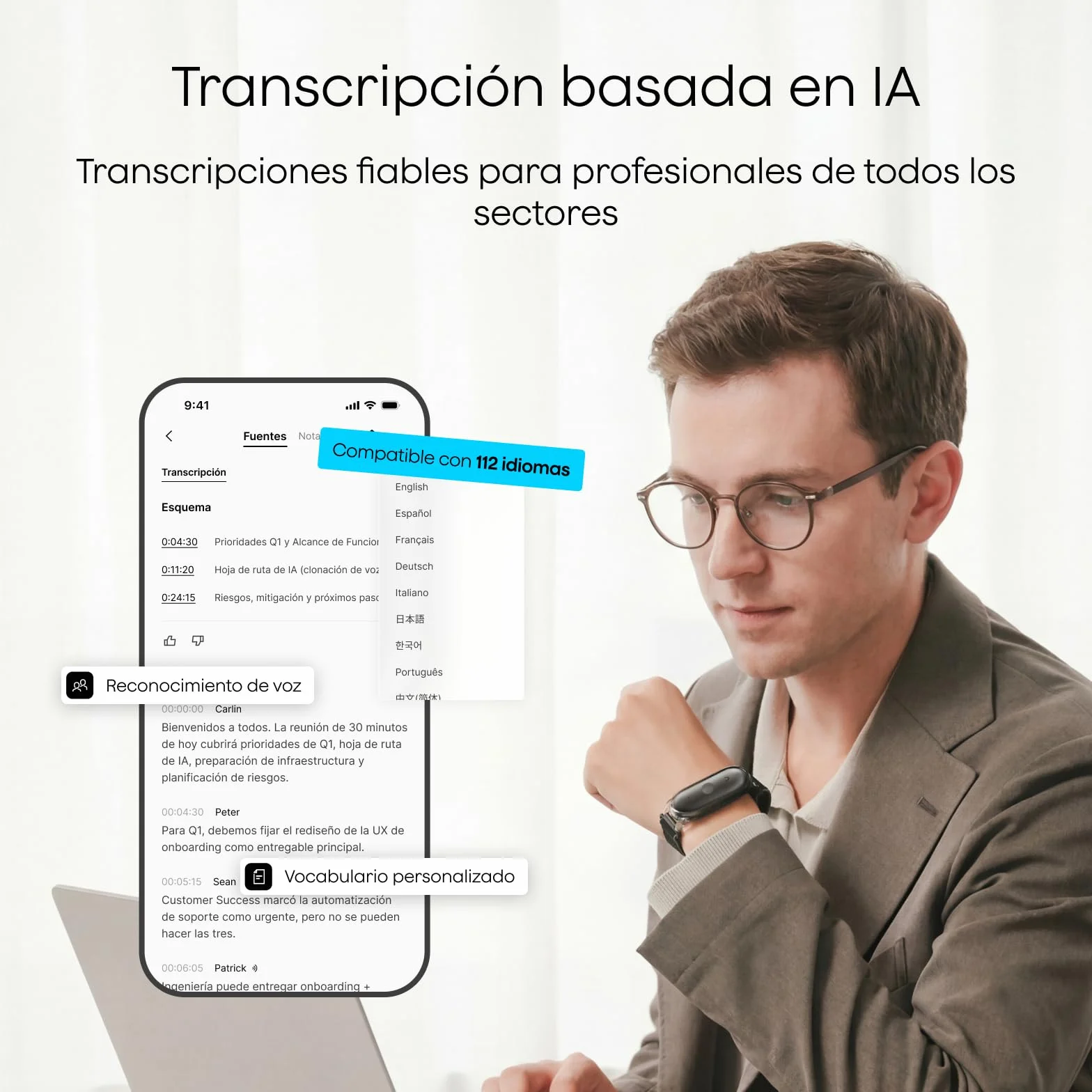 Plaud NotePin S Grabadora de Voz IA con Transcripción y Resúmenes para Reuniones