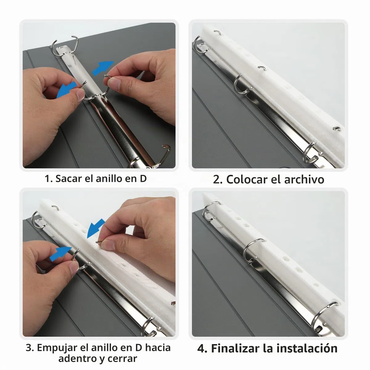 Archivador A4,4 Piezas Archivador 3 Anillas,Ring Binder,Negro | Archivadores,Lomo 35 mm,3D-Ring Binder A4