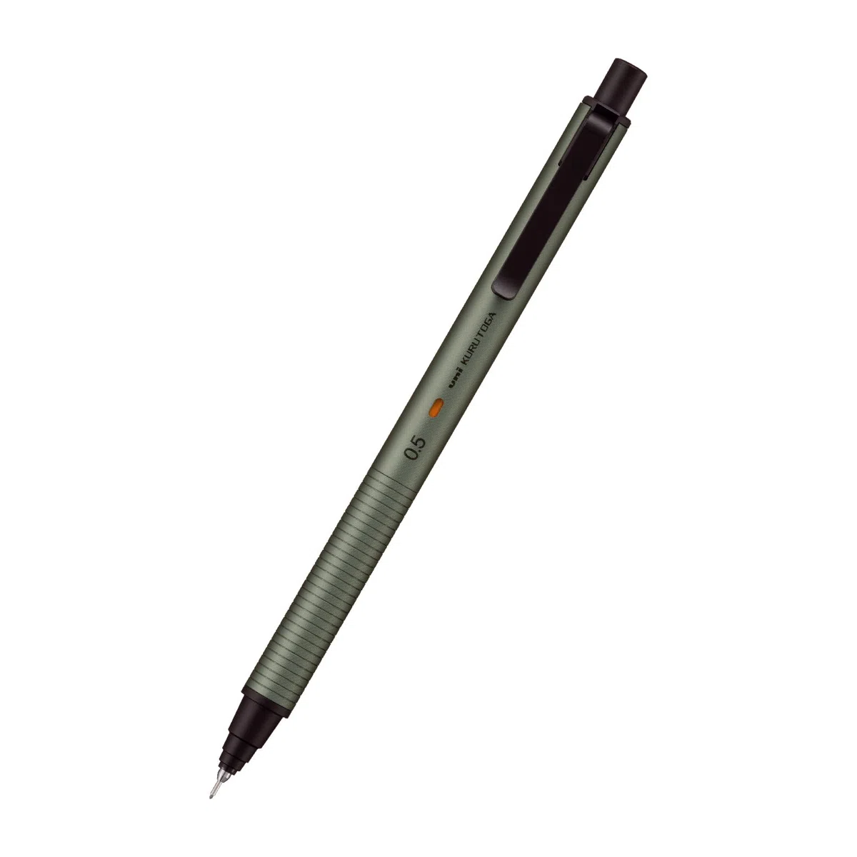 Uni Kuru Toga - Portaminas de metal, rotación automática de minas, punta fina de 0.5 mm, cuerpo totalmente metálico, gris fantasma, M5KH1P.23