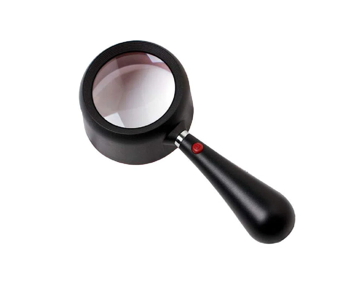Lupas educativas para Pasatiempos, 2 lupas de Mano con luz LED, Lupa de Lectura, Lente sin distorsión de 20 x 77 mm para Personas Mayores, Baja visión, Libros, páginas, revistas, mapas/Negro
