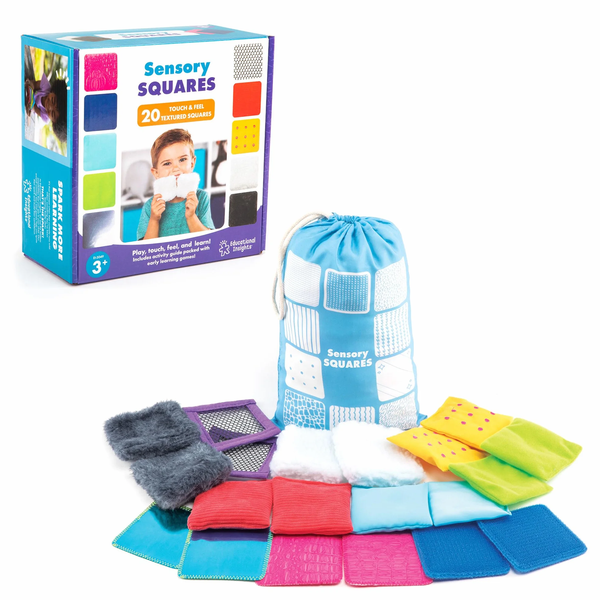 Learning Resources Teachable Touchables Cuadrados con Texturas Juego Sensorial Táctil, 20 Piezas, Multicolor, 6 cm, Juguete Educativo para Niños, Estimulación Sensorial