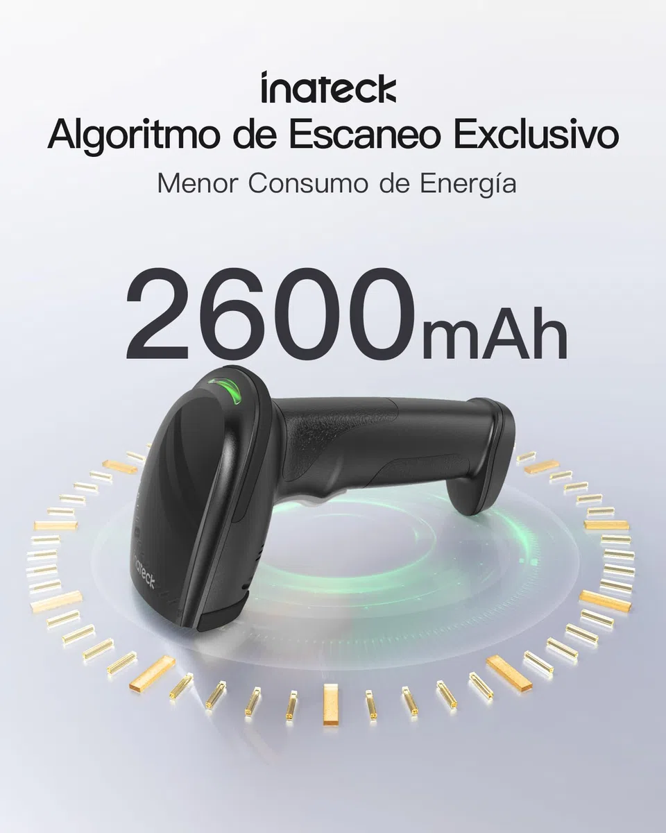 Inateck Escáner de Código de Barras Bluetooth, Lector de Código de Barras Inalámbrico USB 1D 2D Portátil, 1 Carga 3 Meses, Lector Código Barras con App y SDK, BCST-23, Oscuro