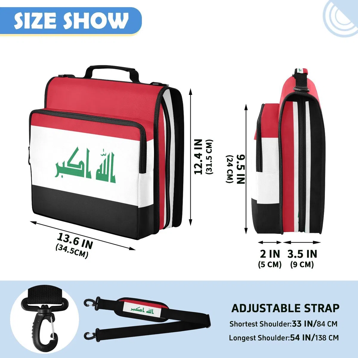 Bolsa de carpeta de 3 anillos con cremallera resistente al agua, organizador de portafolios impreso completo con anillos de 2 pulgadas, se adapta a laptop de 14 pulgadas para la escuela y la oficina