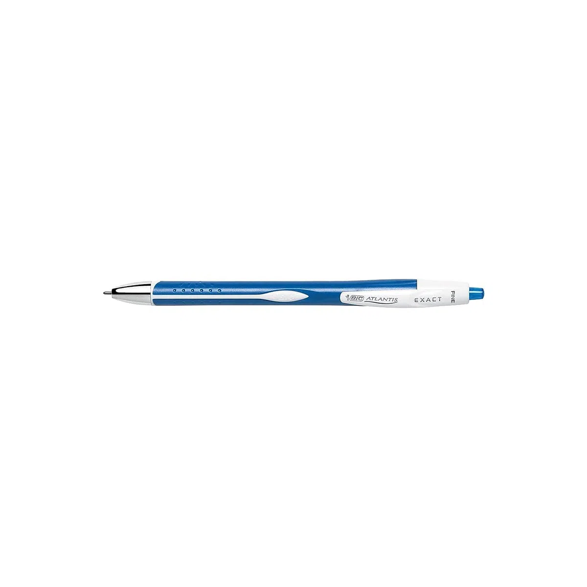 Bic Atlantis Exact - Bolígrafo de punta fina de 0,7 mm, color azul, 12 unidades