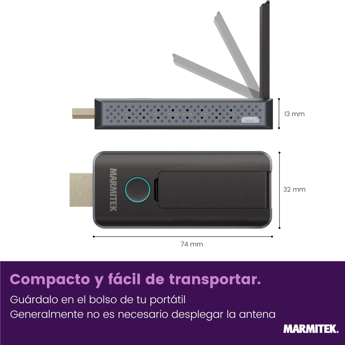 Presentación Inalámbrica HDMI - Marmitek STS2 - Presentación Powerpoint Inalámbrica - Plug and Play sin software - Compatible con Airplay y Miracast - Ampliable hasta 20 presentadores | Emisor HDMI inalámbrico para salas de reuniones con 1080p/60Hz, AirPl