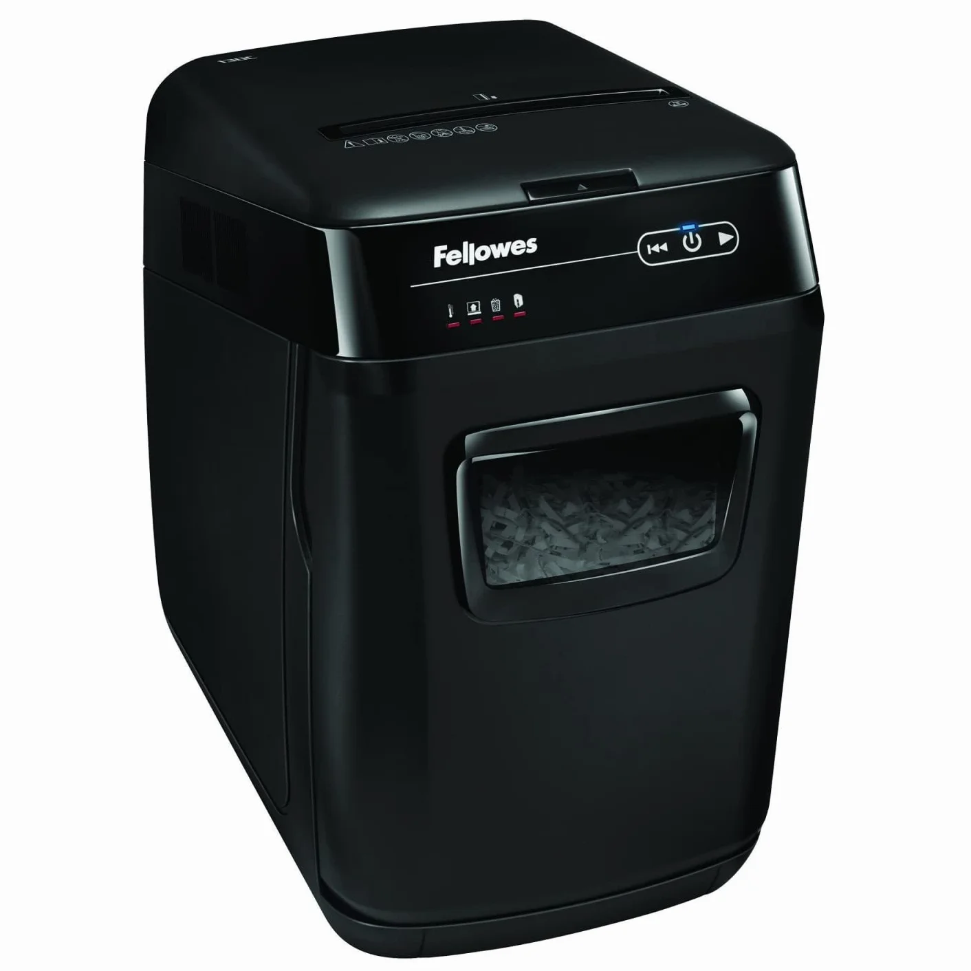 Fellowes AutoMax 150C - Trituradora de Papel híbrida, Corte en partículas (DIN-P4), destruye 150 Hojas de Manera automática y 8 manualmente, trituradora de Papel para Oficina, Papelera 32L, Negra
