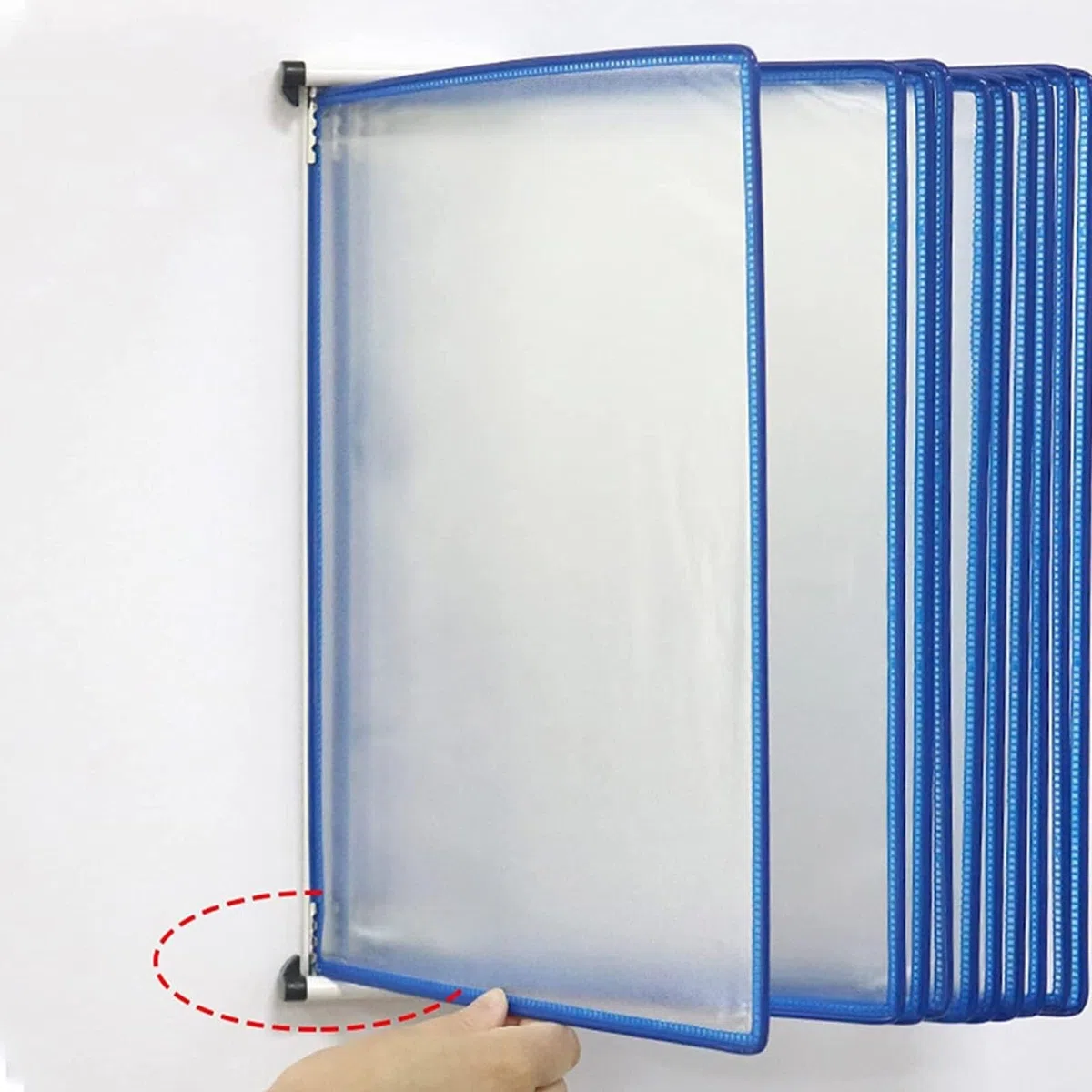 Soporte para archivos abatible de pared, carpeta de exhibición de 20 bolsillos para documentos A4/tamaño carta, oficina y hogar, diseño colorido para un fácil acceso y almacenamiento