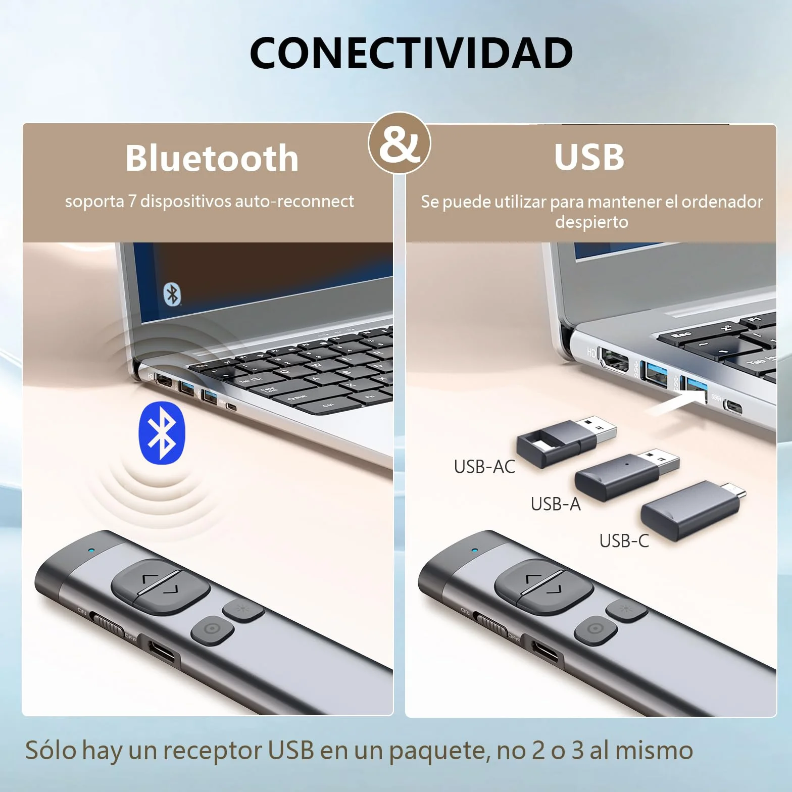 Norwii N97s TV Display Clicker para presentaciones PowerPoint, PowerPoint Clicker, Presentación Rremote, Bluetooth Wireless Presenter, Digital Pointer para TV Display