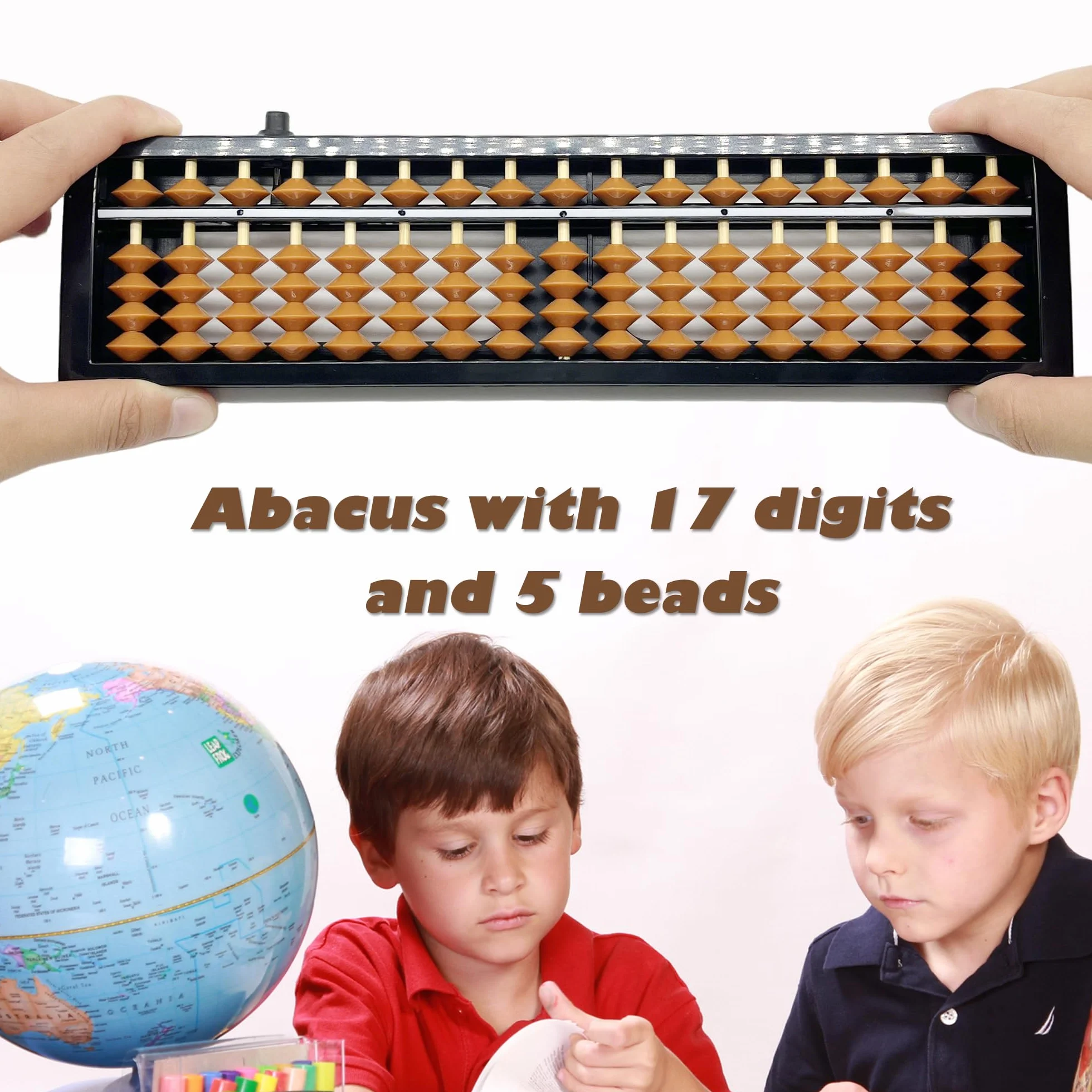 13 dígitos soroban ábaco plástico aritmética soroban escuela primaria ábaco para aritmética y conteo con botón de reinicio herramienta de cálculo para matemáticas para oficina (marrón negro, 17)