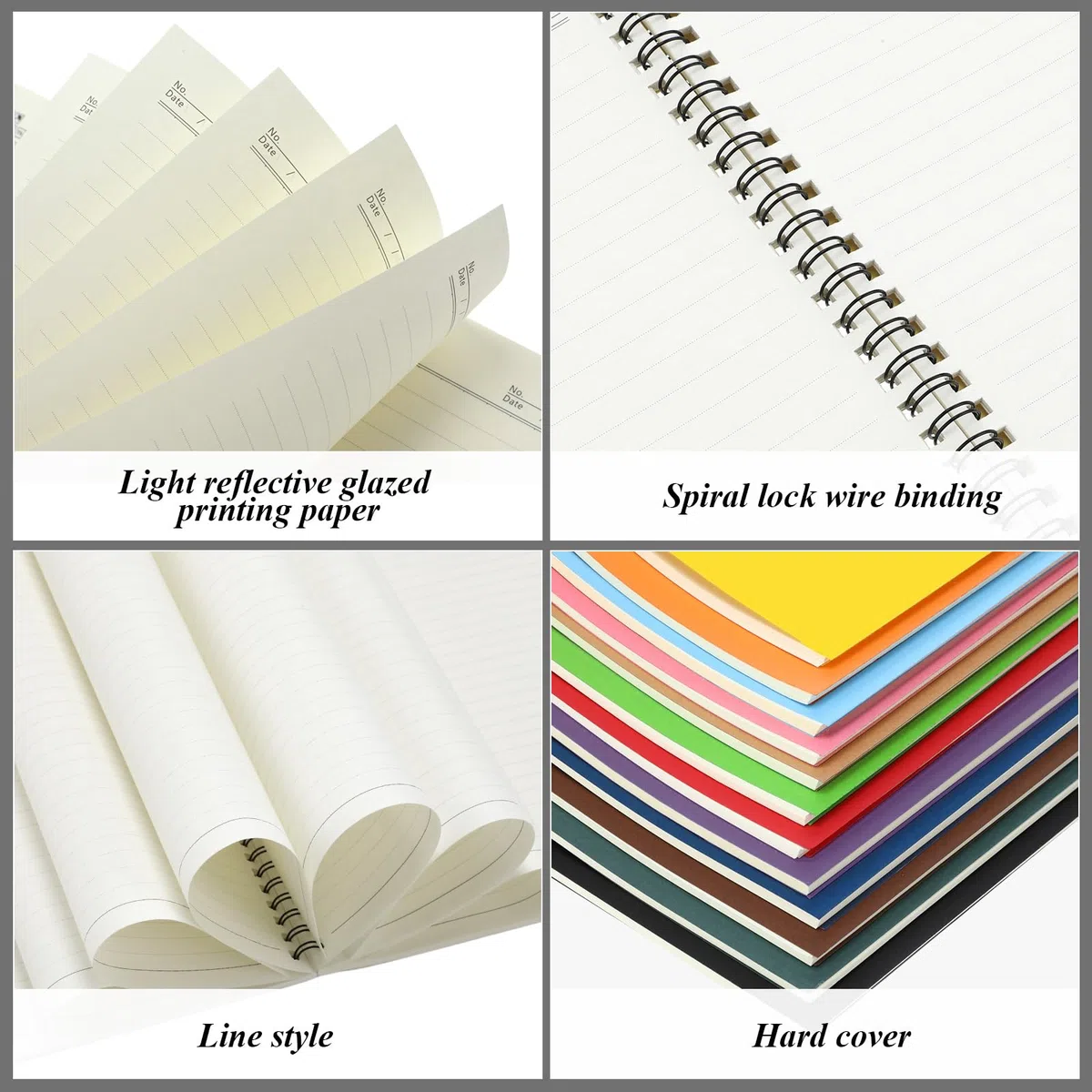 Leelosp 12 cuadernos pequeños en espiral rayados con espiral, cuaderno de rayas universitarias, cubierta de papel kraft, 120 páginas para el trabajo (multicolor, 8.5 x 11 pulgadas)