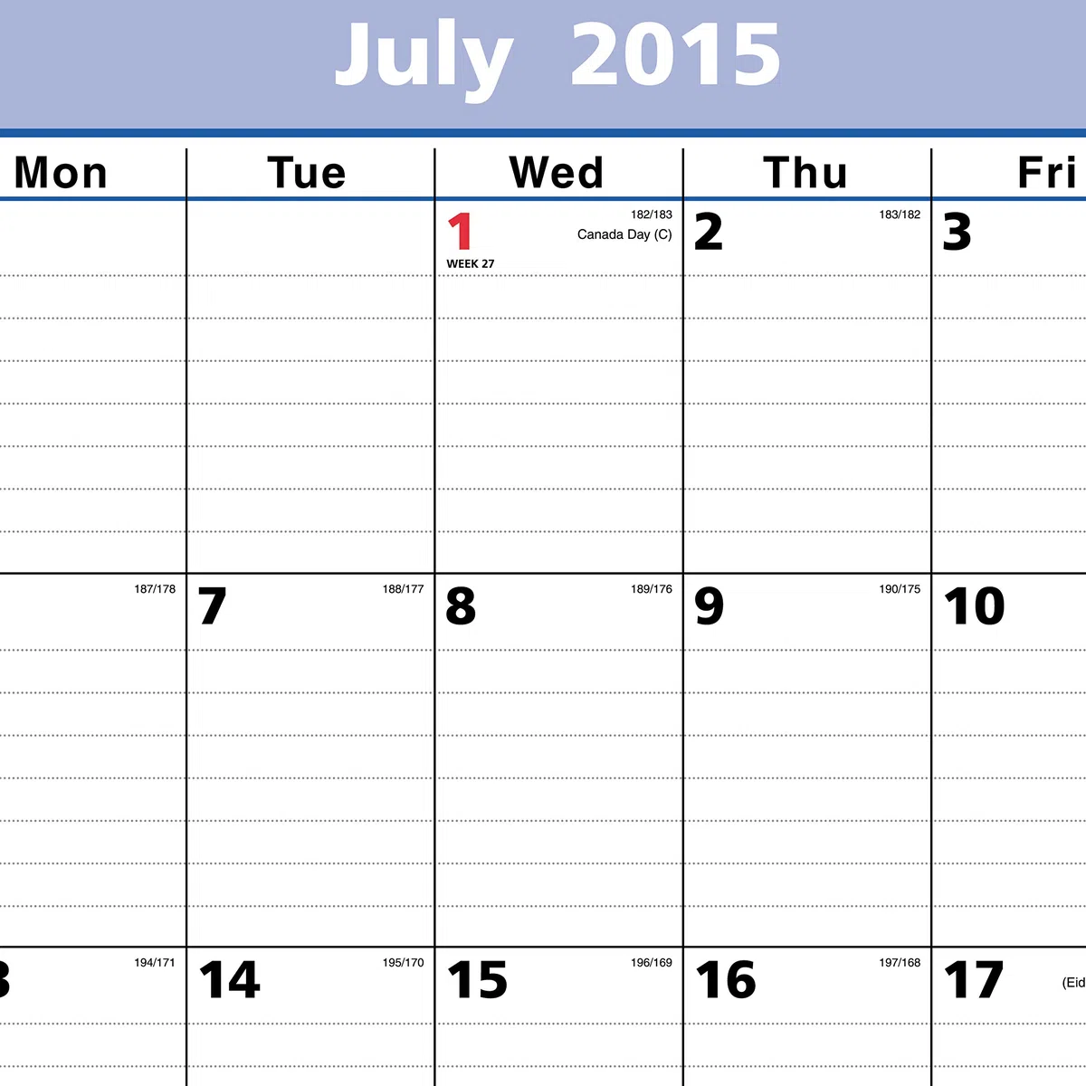 AT-A-GLANCE calendario de pared mensual, QuickNotes diseño, año académico, 12 Meses, de Julio 2015 – Junio 2016, 12 x 17 cm tamaño de página (pm53 – 28)