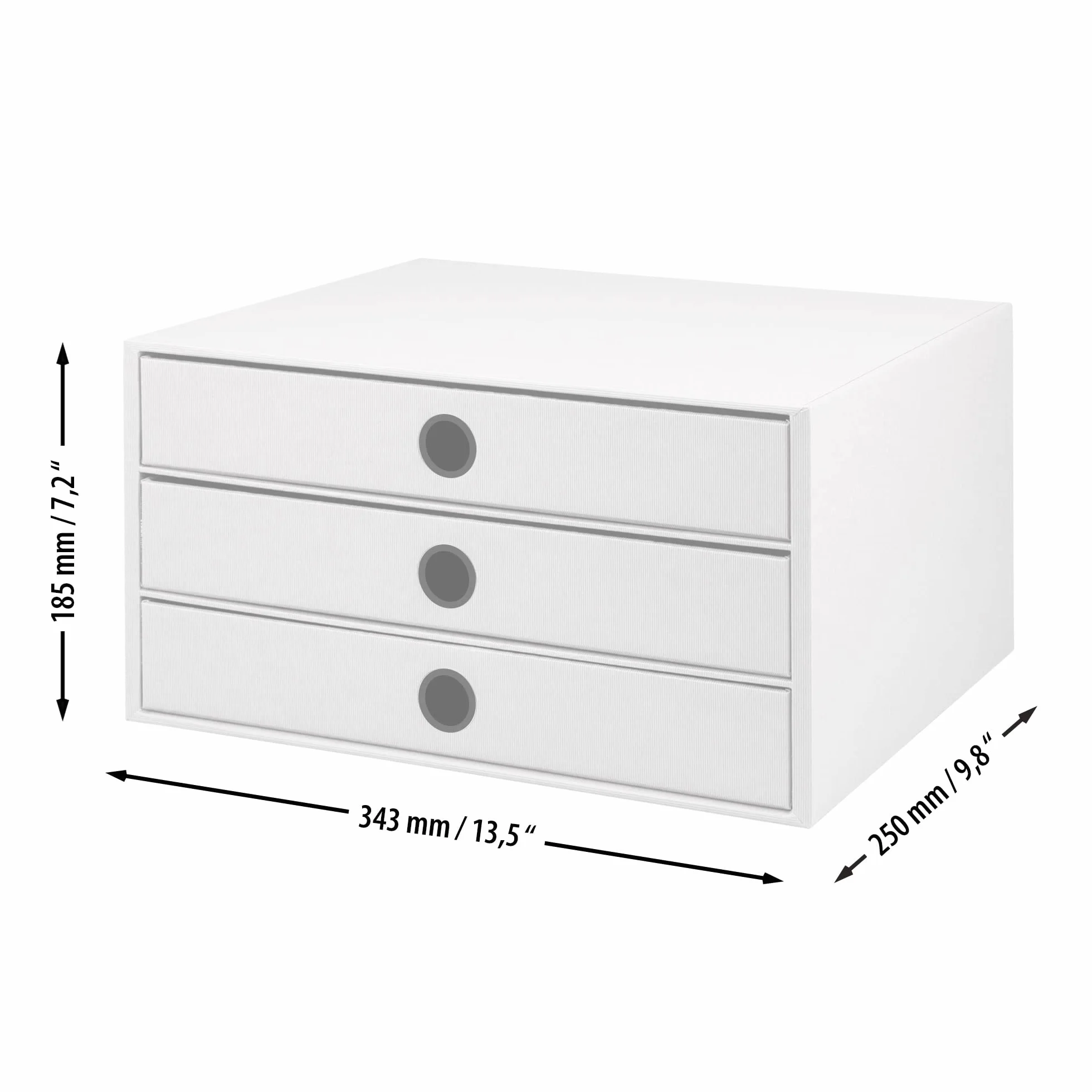 Rössler Papier 1524452623 - S.O.H.O. Caja de 3 cajones para DIN A4, con agujero de agarre, Kraft, 343 x 250 x 185 mm, 1 unidad