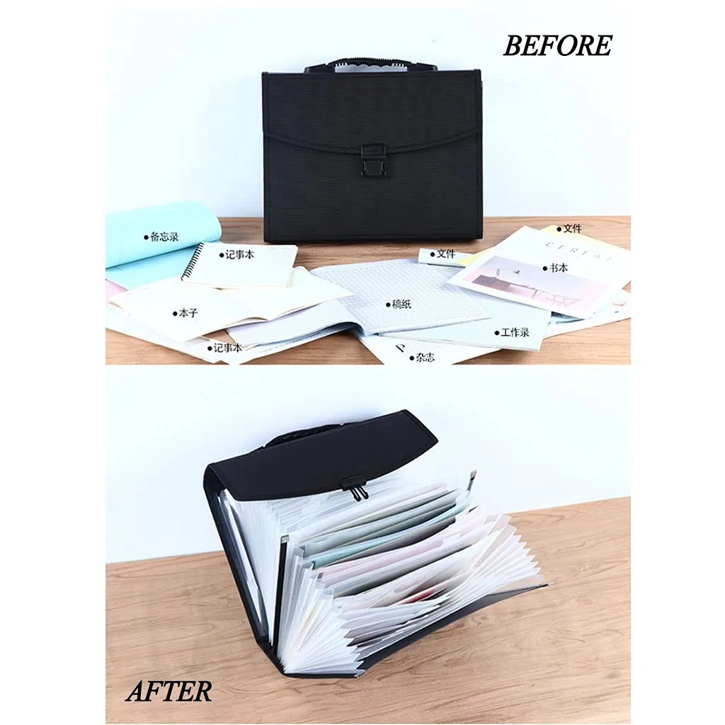Carpeta Clasificadora Acordeon Tapa Dura, Bolsas para Documentos A Prueba De Agua, Carpeta De Archivos Expandible con Cubierta Expandible, Caja De Llenado Portátil De Tamaño A4