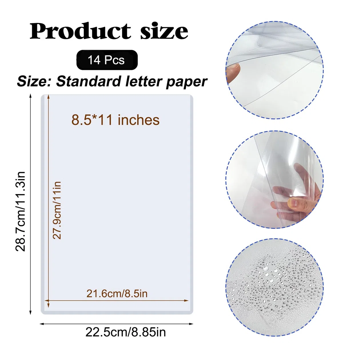Rainmae Paquete de 14 protectores rígidos de impresión de 8.5 x 11 pulgadas, protectores de hojas de plástico duro transparentes impermeables para páginas, fundas de papel, fundas de plástico para
