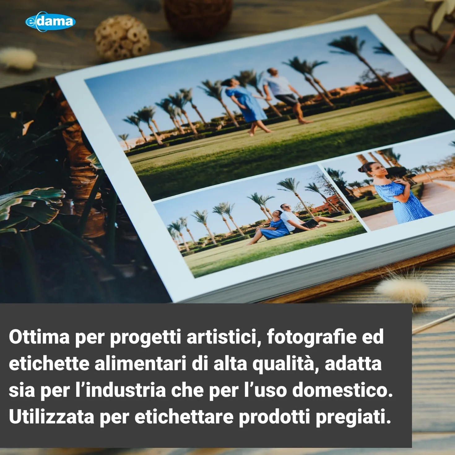 e-dama 100 hojas adhesivas imprimibles SRA3 (320 x 450 mm), papel fotográfico adhesivo brillante para impresión láser, blanco con retrocorte