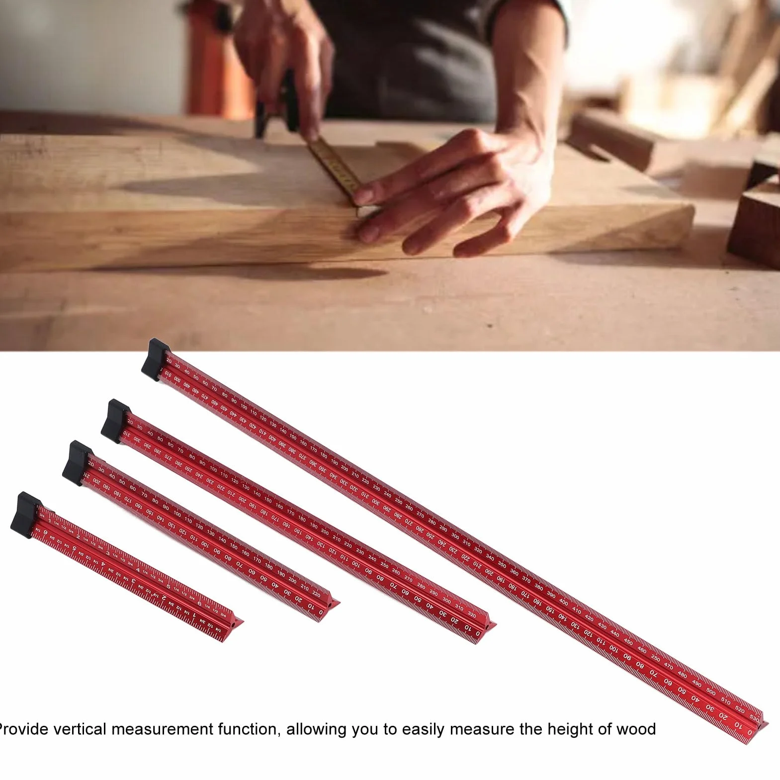 Juego de reglas de medición de carpintería profesional de 4 piezas 6 8 12 20 pulgadas Regla de escala de arquitecto de aleación de aluminio con escalas imperiales métricas para