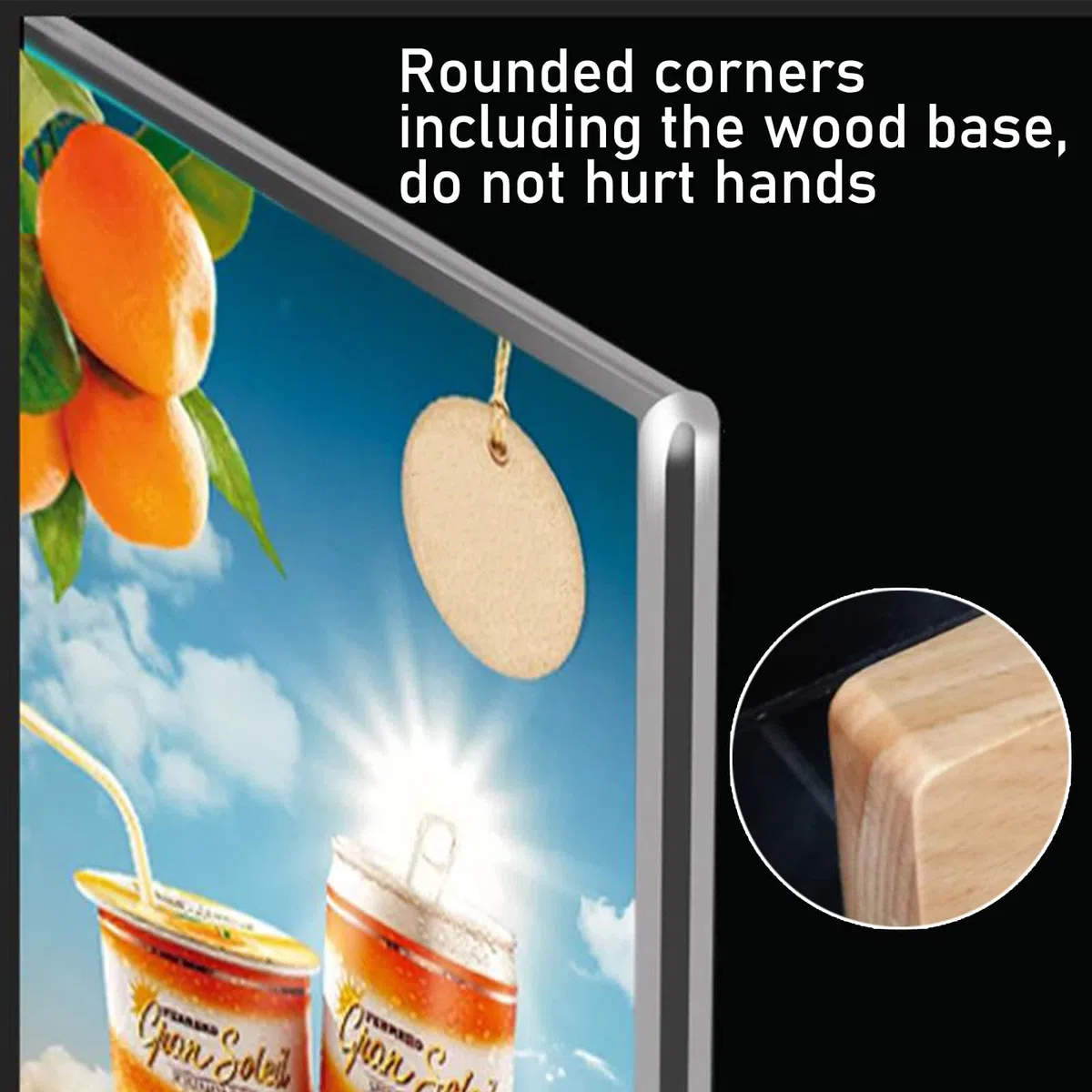 Soporte for letreros de acrílico doble cara con base madera | Transparente A4/A5/A6 3 piezas for exhibición de menús o letreros: Acrílico de doble cara con base de madera(A4(210x297mm))