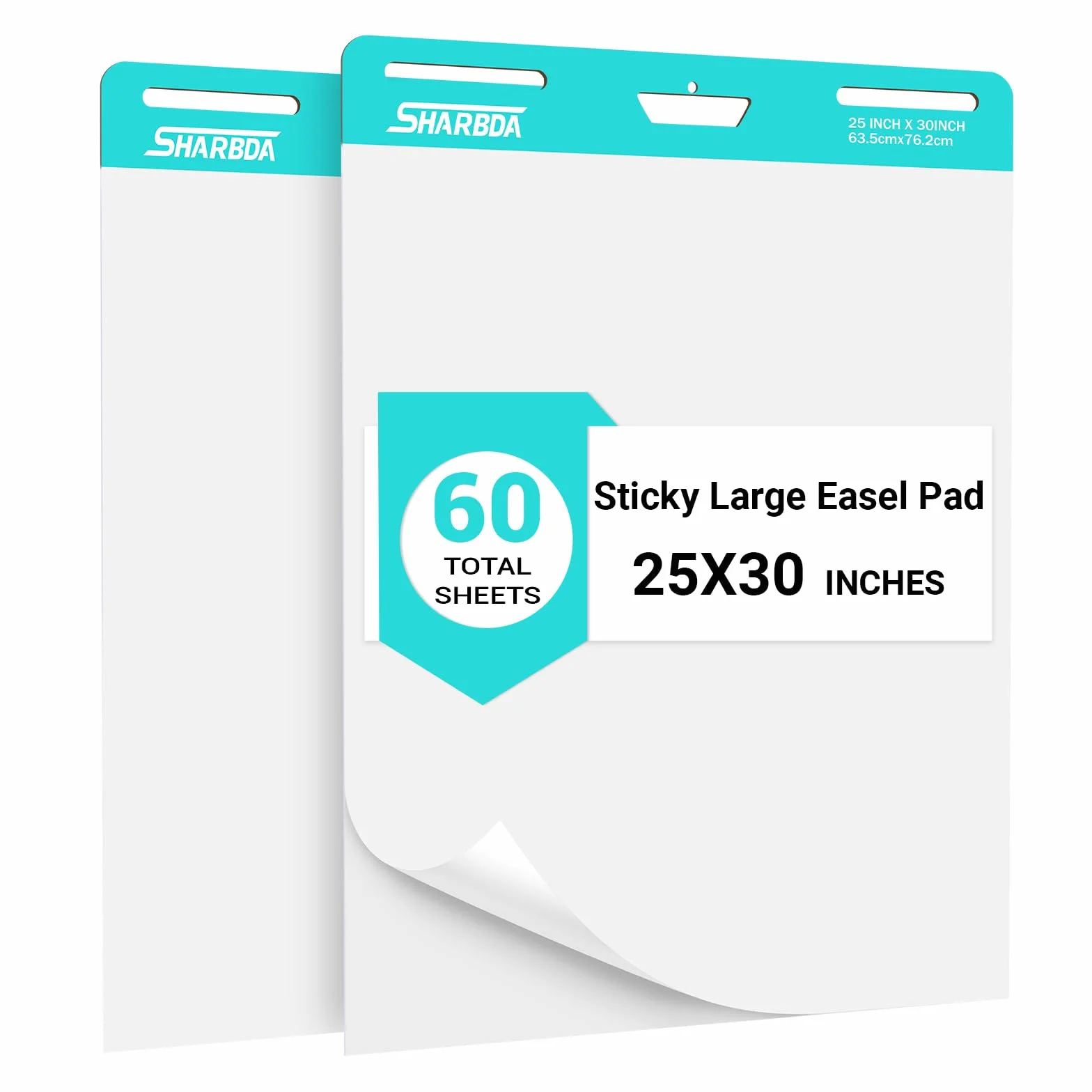 Bloc de caballete adhesivo, 25 x 30 pulgadas, papel para rotafolio, papel adhesivo para profesores, papel de caballete autoadhesivo grande, súper pegajoso y resistente al sangrado, 30
