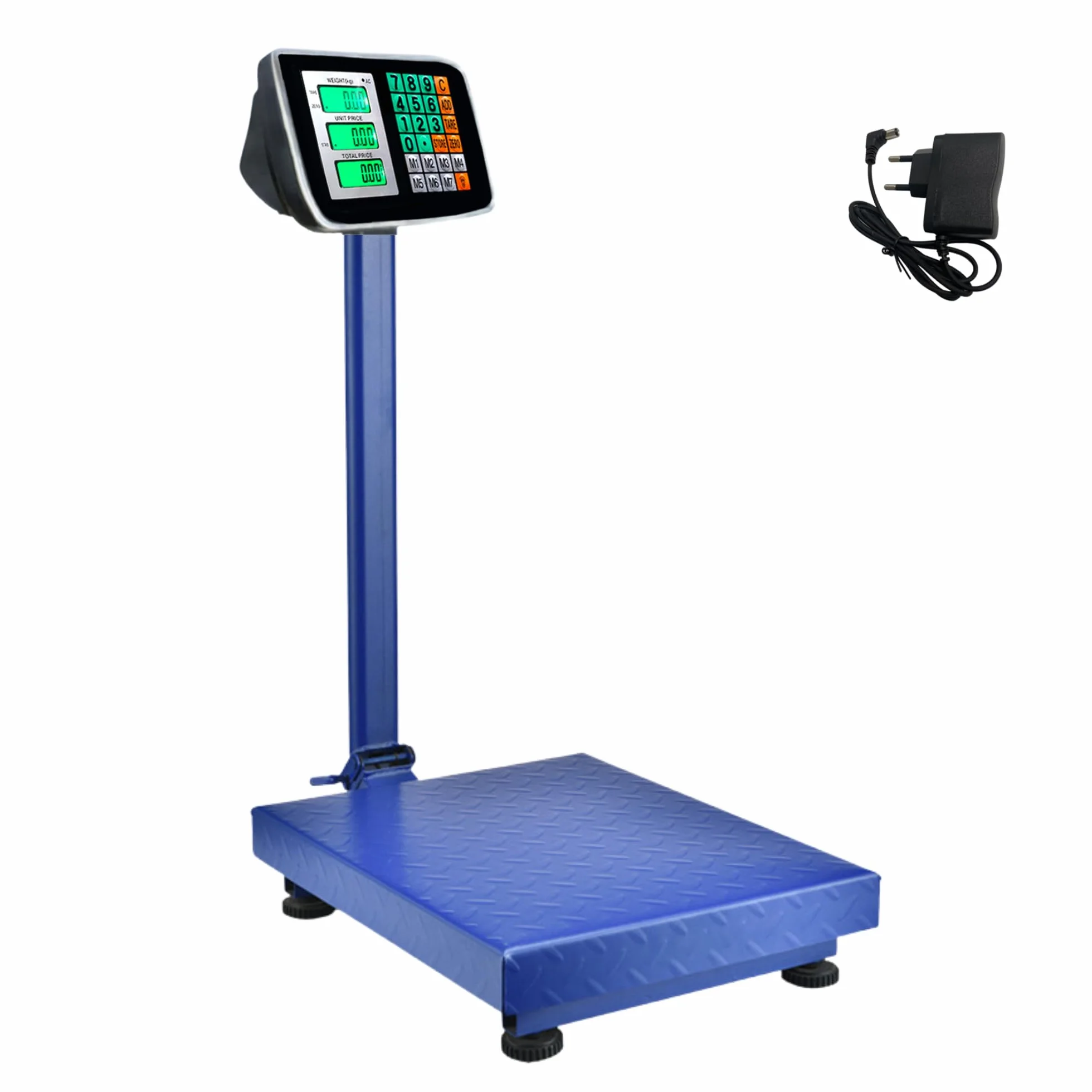 Báscula Industrial de Plataforma 300 kg. Balanza Digital Plegable con Pantalla LCD. Plataforma de Acero. Báscula Profesional Multifuncional, Perfecta para Paquetería, Almacenes, Comercios.