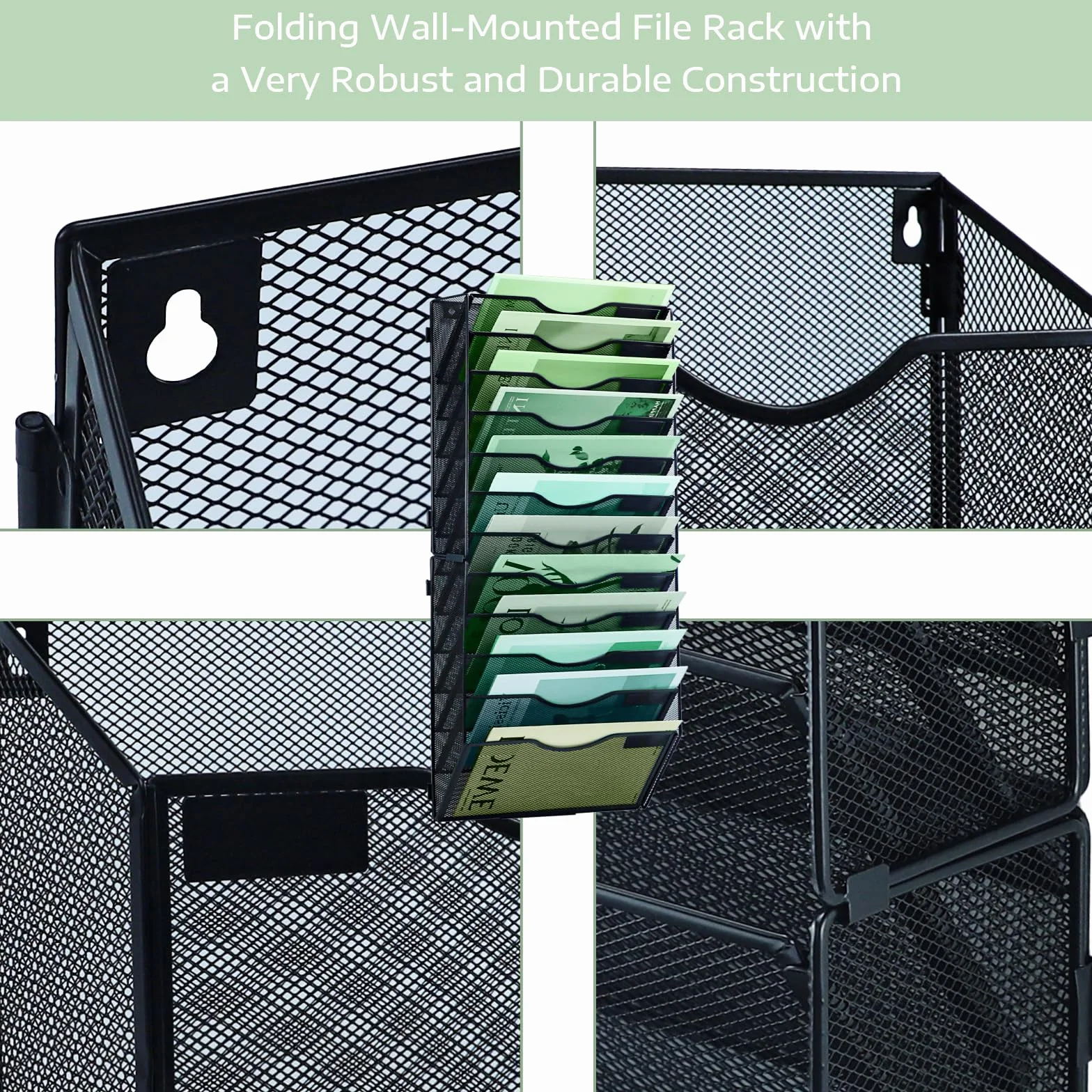 Organizador de archivos de pared vertical de malla 12 niveles negro