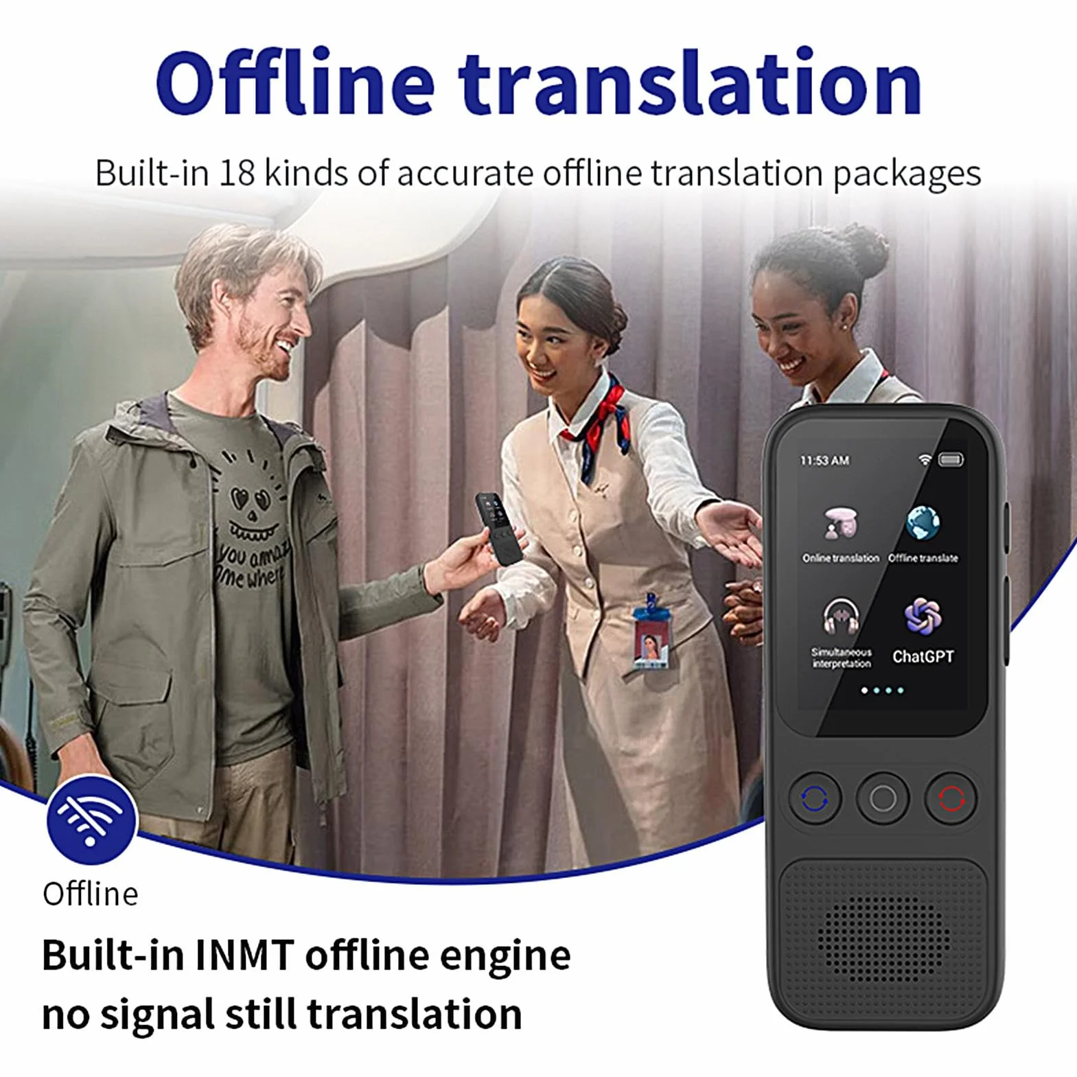 Traductor instantáneo sin WiFi, dispositivo traductor sin necesidad de WiFi,Dispositivo de traducción Traductor en tiempo real para viajes | , No se necesita WiFi, dispositivo de traducción, 138 idiom