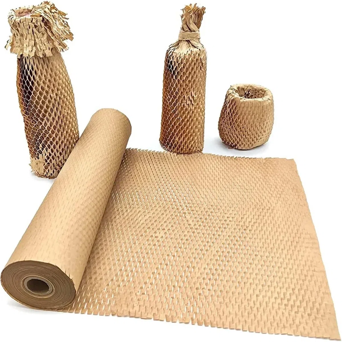 Rollo de papel de embalaje alveolar, Rollo de papel de embalaje de panal multicolor(Pink 30cmx10m)