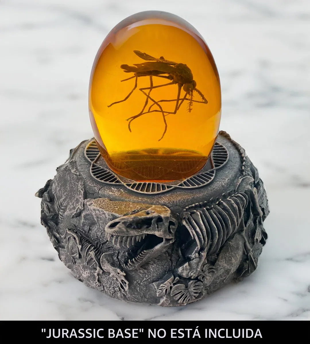 VEOJEIN Mosquito jurásico 3D – Mosquito en ámbar – Jurásico Realista Coleccionable – Pisapapeles de Resina de Fondo Plano – ADN de Dinosaurio