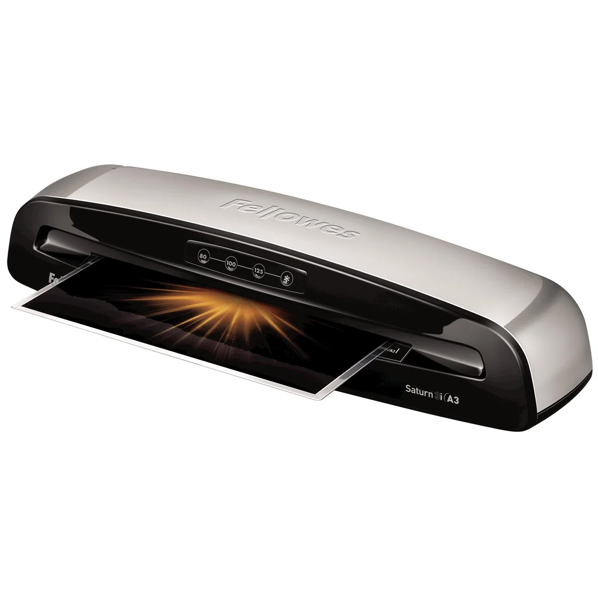 Fellowes Saturn 3i Set con plastificadora y 100 fundas de plastificar, A3 + 53061 Pack de 100 fundas para plastificar, brillo, formato A4, 80 micras