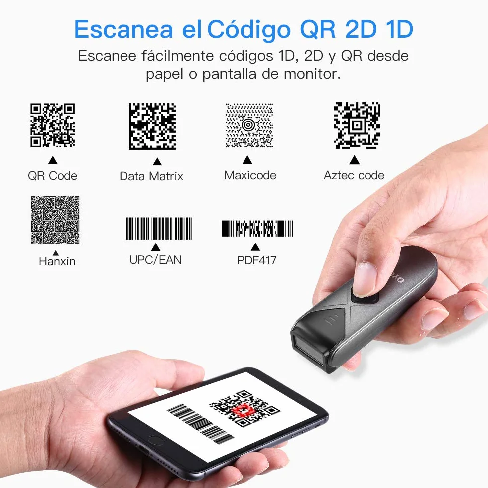 Eyoyo 2D Escáner de Código de Barras Bluetooth, QR Lector de Código de Barras 1D USB 2,4G Inalámbrico Data Matrix con Manual en Castellano y Inglés, Pistola Portátil para iOS, Android, Tabletas y PC