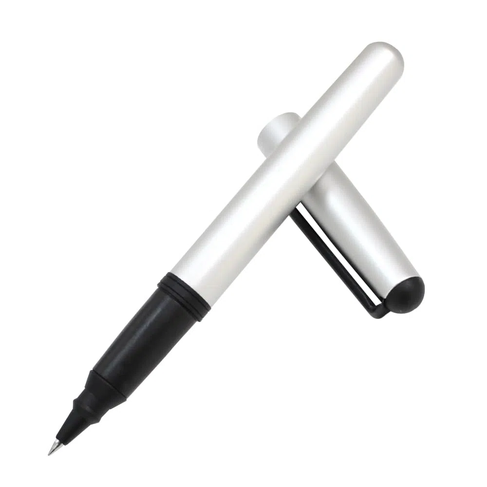 OHTO CR01 - Bolígrafo de cerámica de 0.5 mm, barril de aluminio grueso con componentes de latón, plata mate, tinta negra a base de agua, CR01-05-MSV