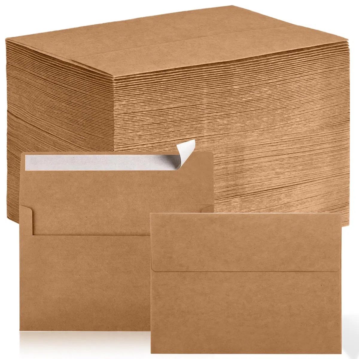 SATINIOR 300 sobres de invitación de papel kraft A9 para tarjetas de 5.5 x 8.5 pulgadas, solapa en V con cierre autoadhesivo para cartas, fotos, tarjetas, bodas, baby shower, 5.75 x 8.75 pulgadas