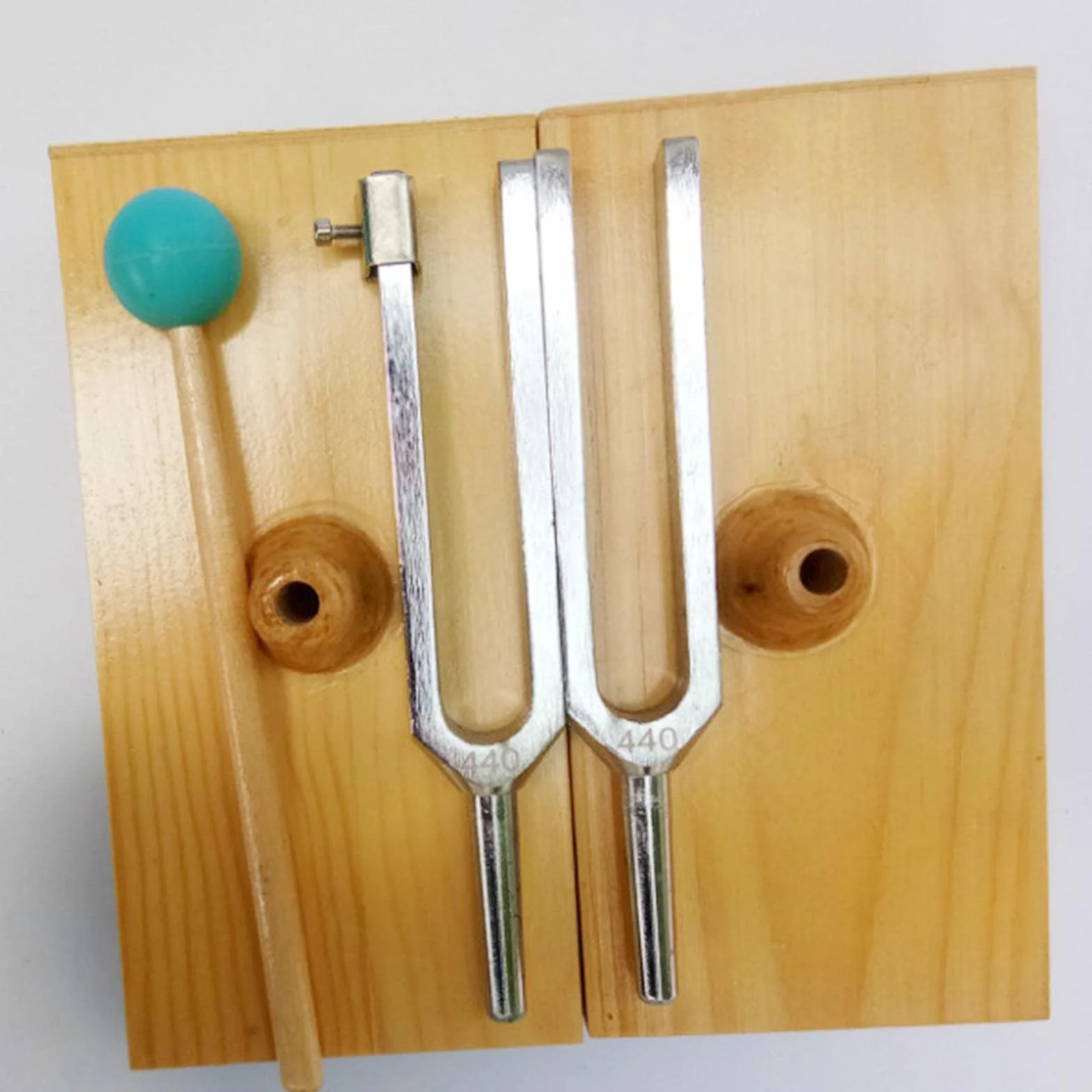 Oshhni Diapasón resonante con caja de resonancia Material didáctico equipado con martillo de silicona Resonador Diapasón Cajas de resonancia Juego de