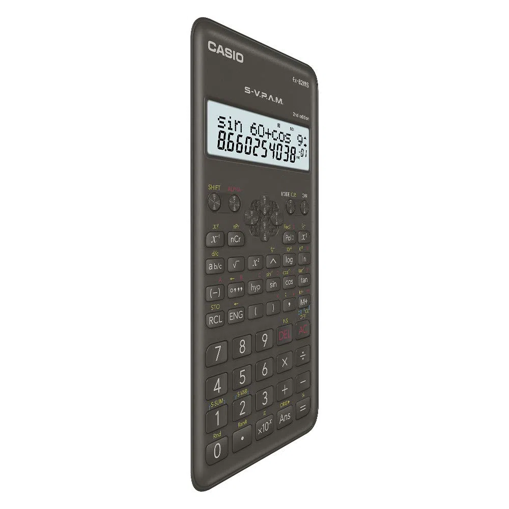 Casio FX-82MS-2-S-MH Calculadora Cientifica de 240 Funciones con Pantalla de 2 Lineas, Negro, Med