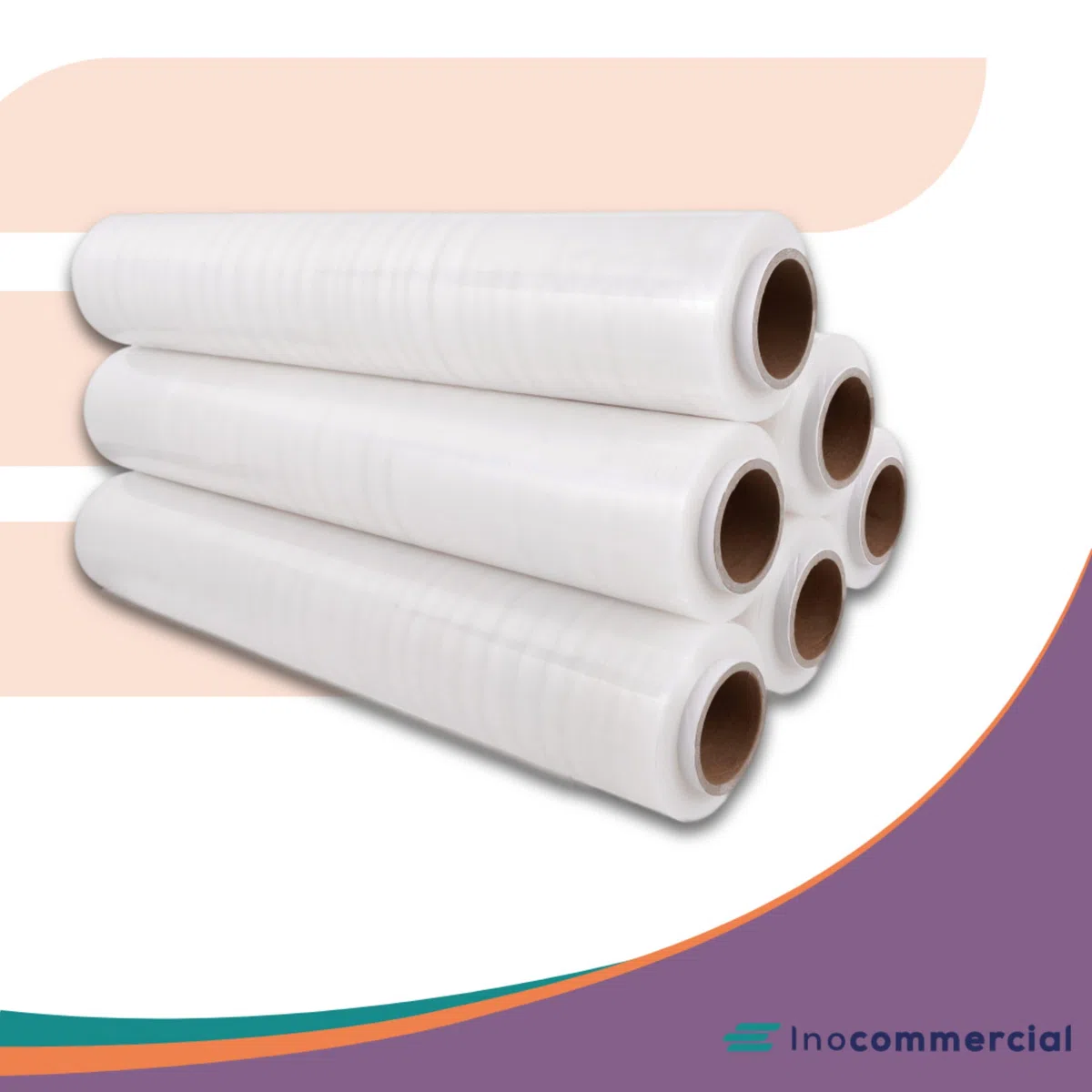 Inoverse 6 rollos de película elástica transparente para envolver 50 cm/1,5 kg, para muebles y mudanzas, lámina para palés, lámina elástica a mano, rollo de lámina elástica, material de embalaje