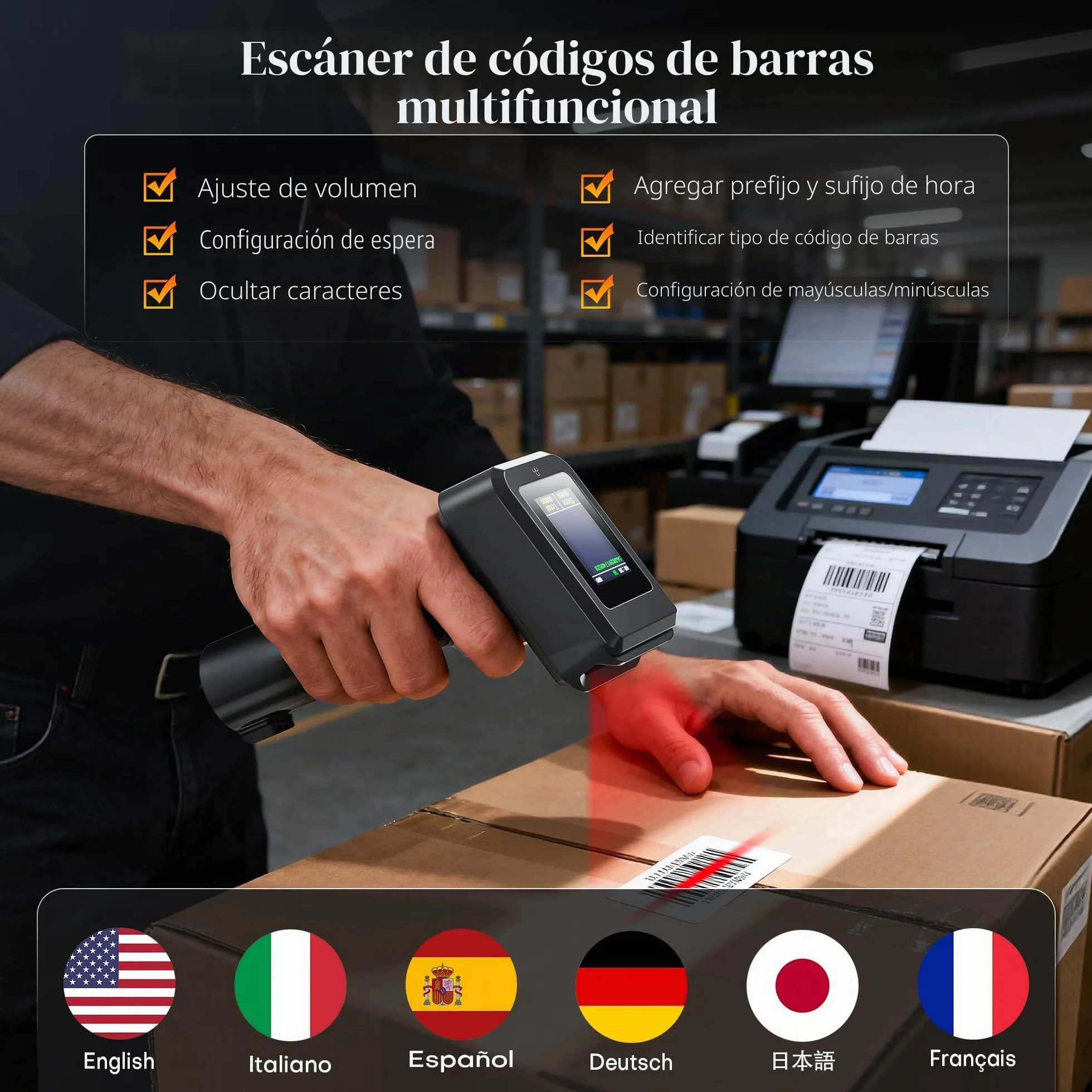 Tera Escáner de Código de Barras Inalámbrico 1D 2D Bluetooth con Base de Cargador y Cable USB