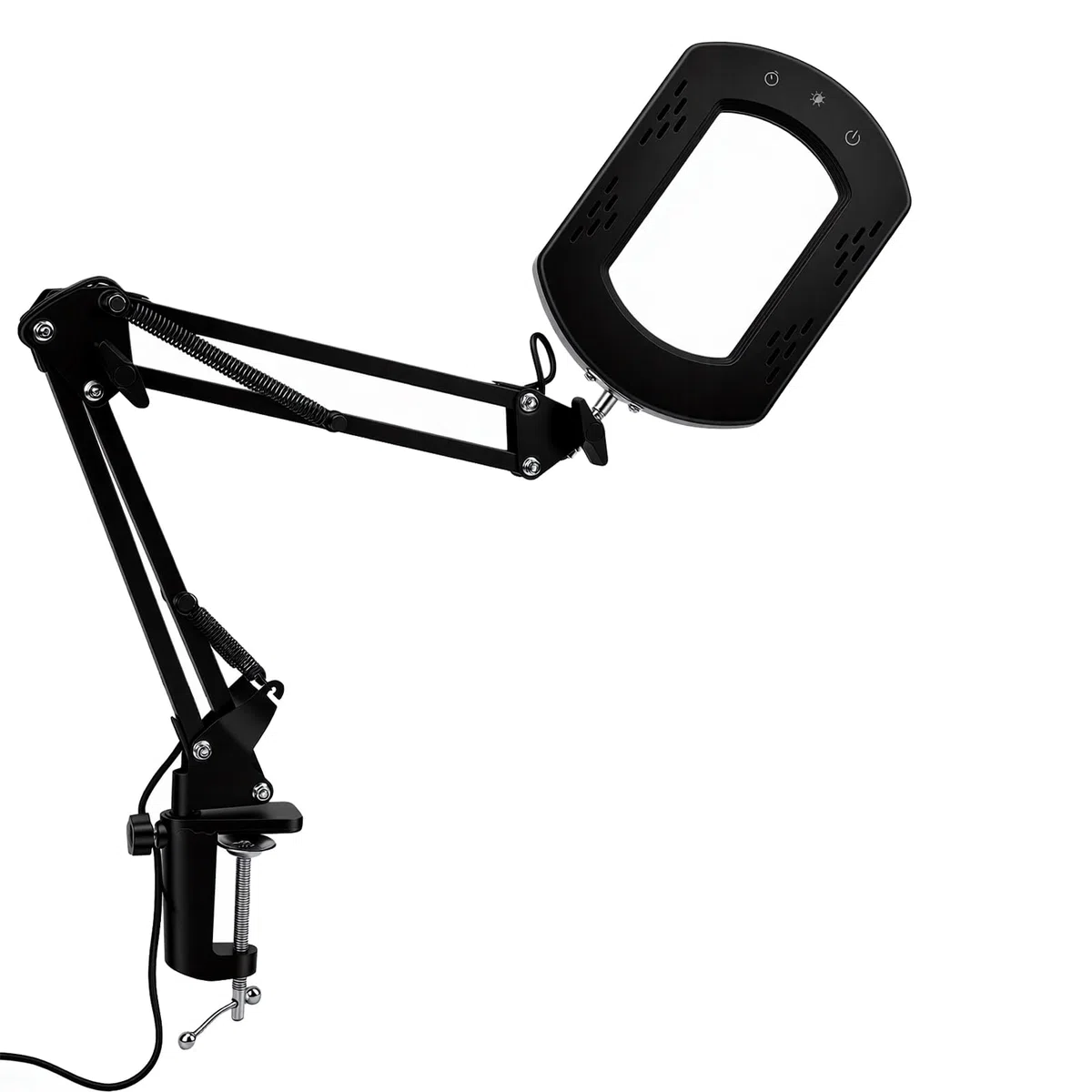 ASHATA Lupa Cuadrada 15X con Luz Alimentada por USB Brillo Ajustable para Reparaciones Pasatiempos Manualidades 5 Ajustes de Temperatura