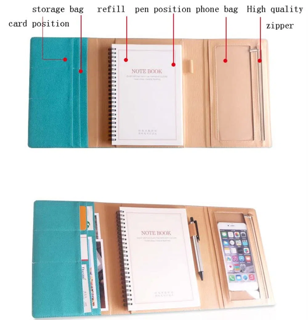 A5 Cuaderno creativo de hojas sueltas Bloc de notas multifunción Cuenta de mano de negocios Estuche de cuero Cubierta protectora para portátil,Black,1pcs