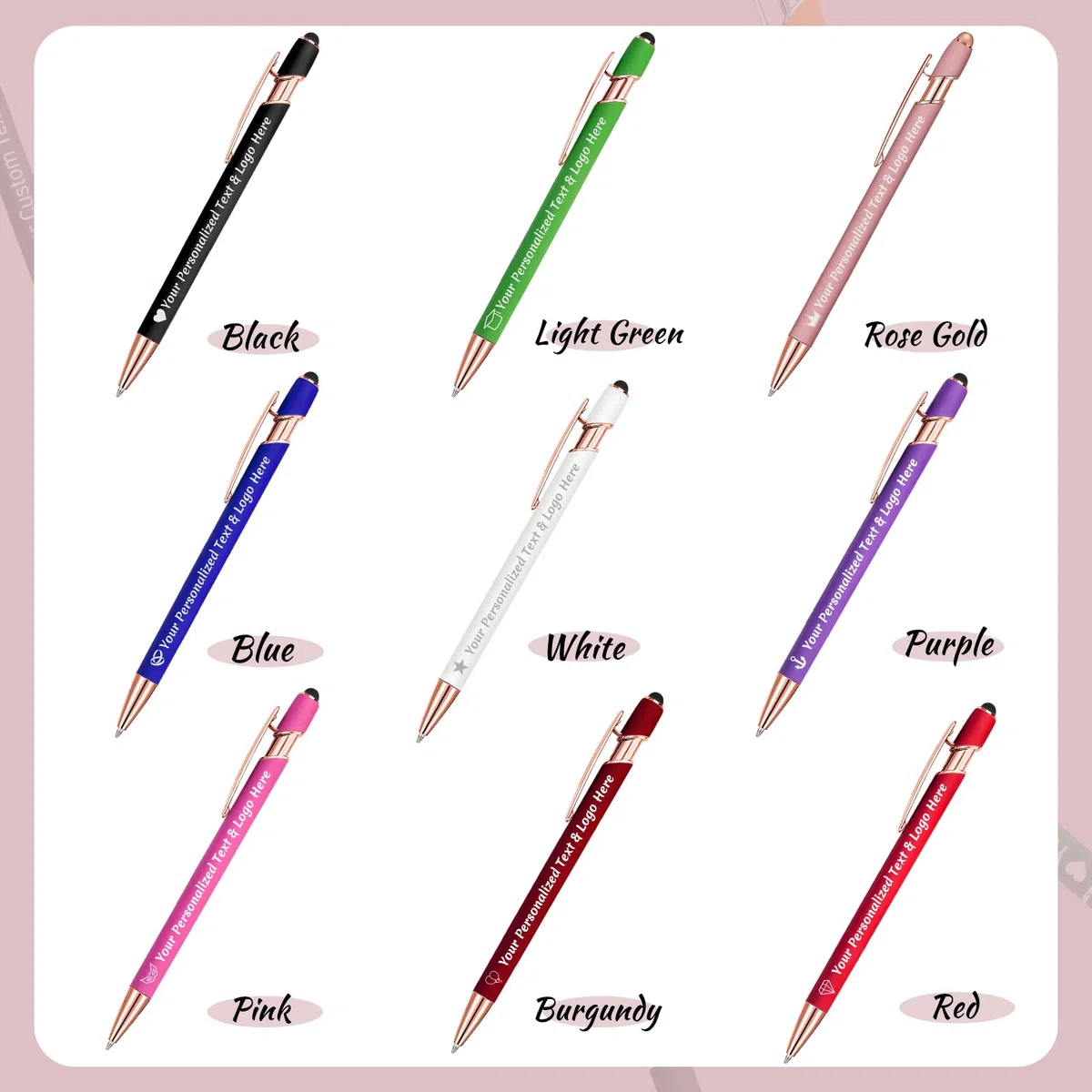 Boligrafos Personalizados 20 Bolis Personalizadas con Nombre Personalizado Regalo Grabado para Testigo Boda Comunion Profesores Empresa Ebogado, Verde
