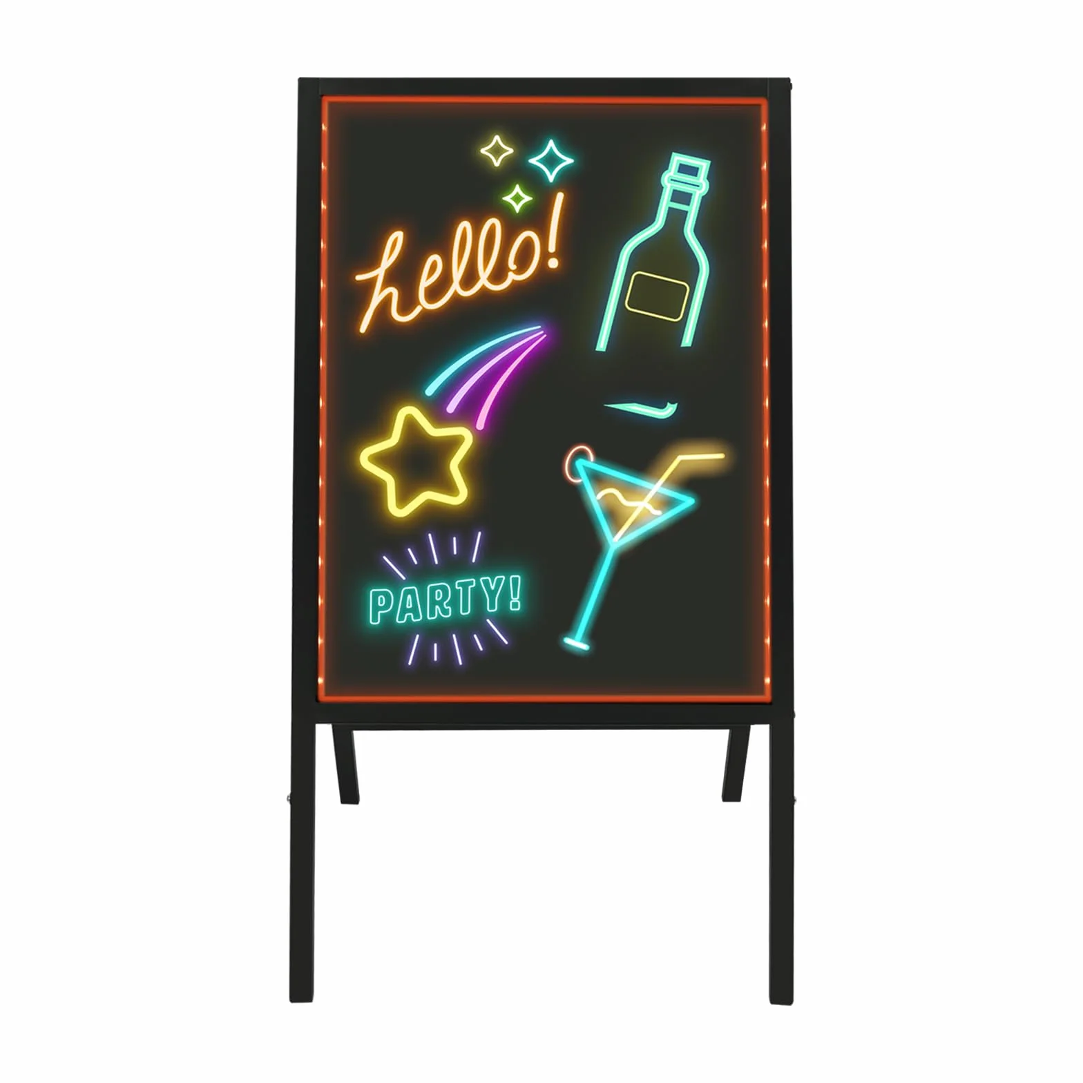 Panel de visualización LED, pantalla de menú vertical, 8 marcadores fluorescentes 11 modos de parpadeo adecuado para hogares, bodas, restaurantes, hoteles de 50 x 70 cm