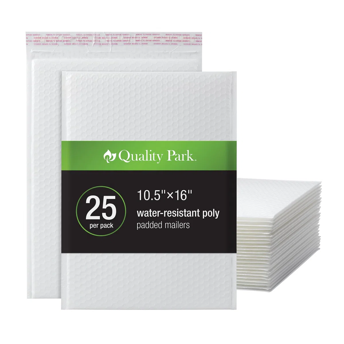 Quality Park Sobres grandes de burbujas, 10.5 x 16 pulgadas, sobres de polietileno blanco, sobres acolchados, resistentes al agua, cierre autoadhesivo, 25 por caja (QUA85925)