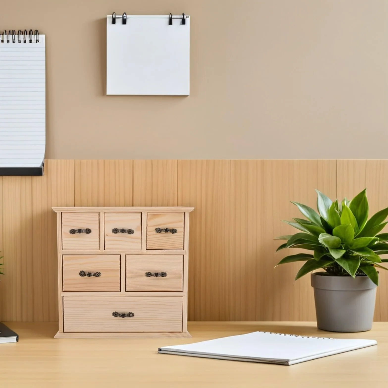 Cabilock Organizador de Escritorio de Madera Natural con Compacto y Versátil para Papelería Accesorios y Almacenamiento de Oficina el Escritorio