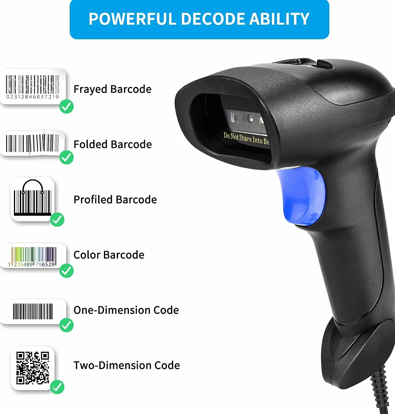 NetumScan - Lector de códigos de Barras 2D - Lector/Imager de códigos de Barras QR portátil (PDF417, QR, Data Matrix) con Cable USB para PC, Mac, portátiles y NSL5