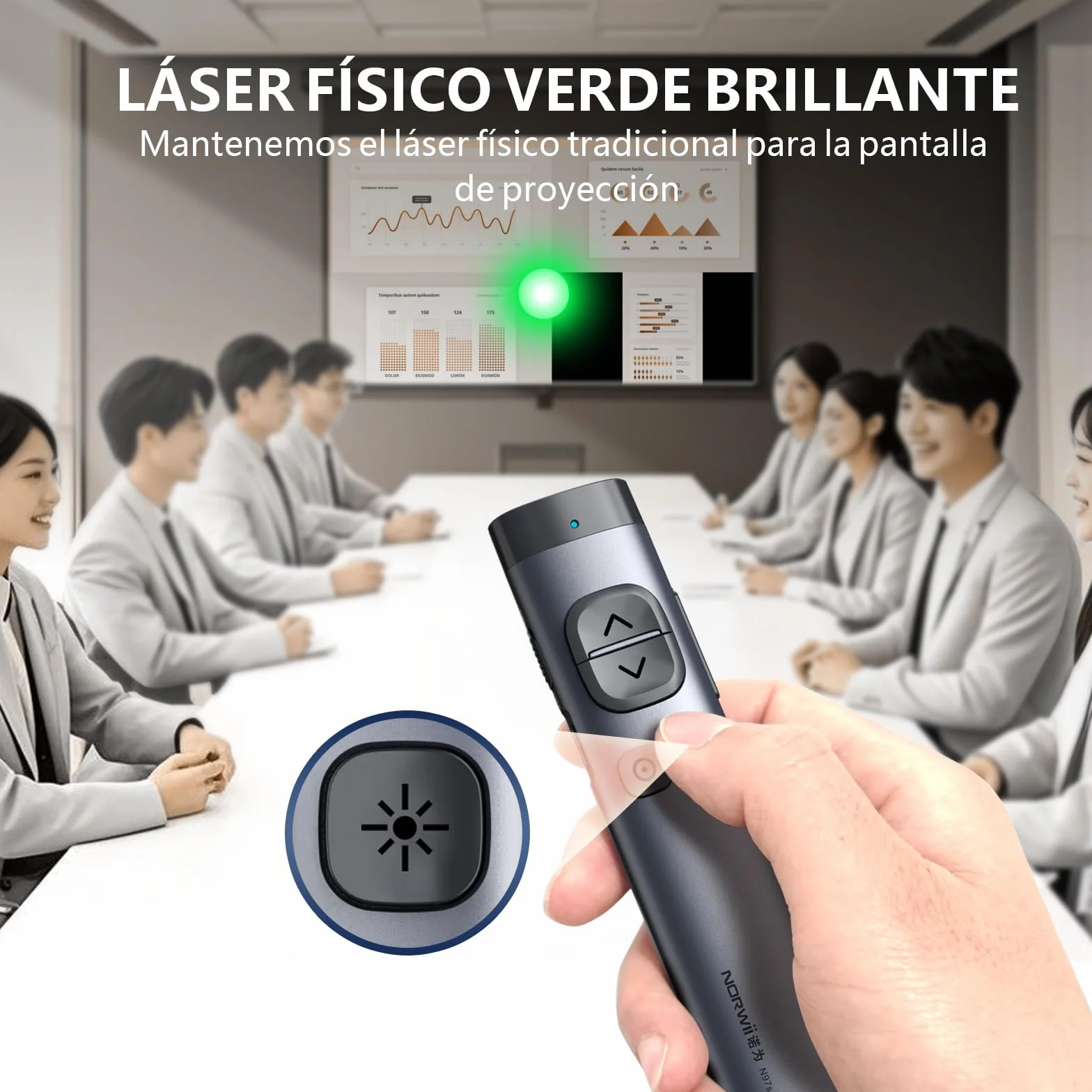 Norwii N97s TV Display Clicker para presentaciones PowerPoint, PowerPoint Clicker, Presentación Rremote, Bluetooth Wireless Presenter, Digital Pointer para TV Display