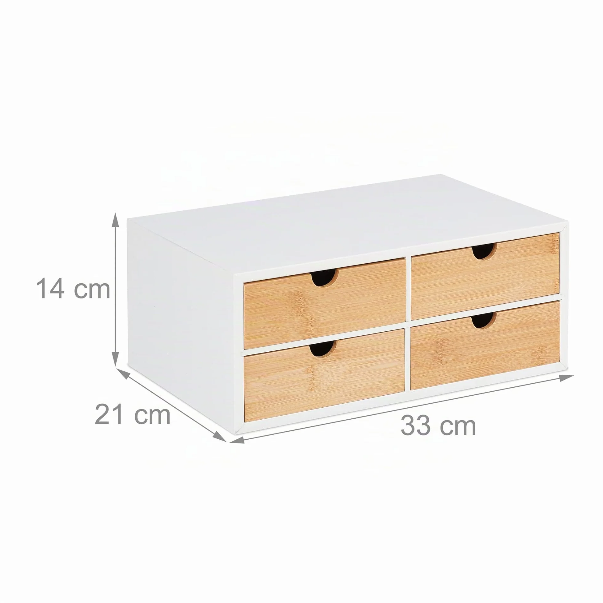 Relaxdays Organizador Escritorio 4 Cajones Bambú MDF 14x33xcm Natural Blanco