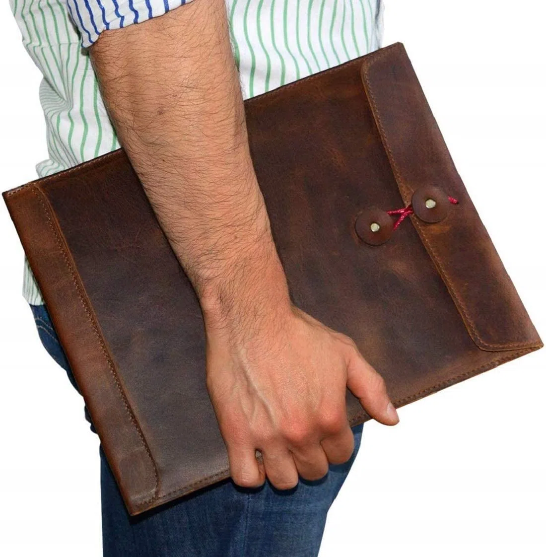 The Tannery Portadocumentos y portadocumentos de cuero de plena flor hechos a mano Carpeta para archivos de documentoS | Organizador Profesional para Oficina y Trabajo (Marrón Oscuro)
