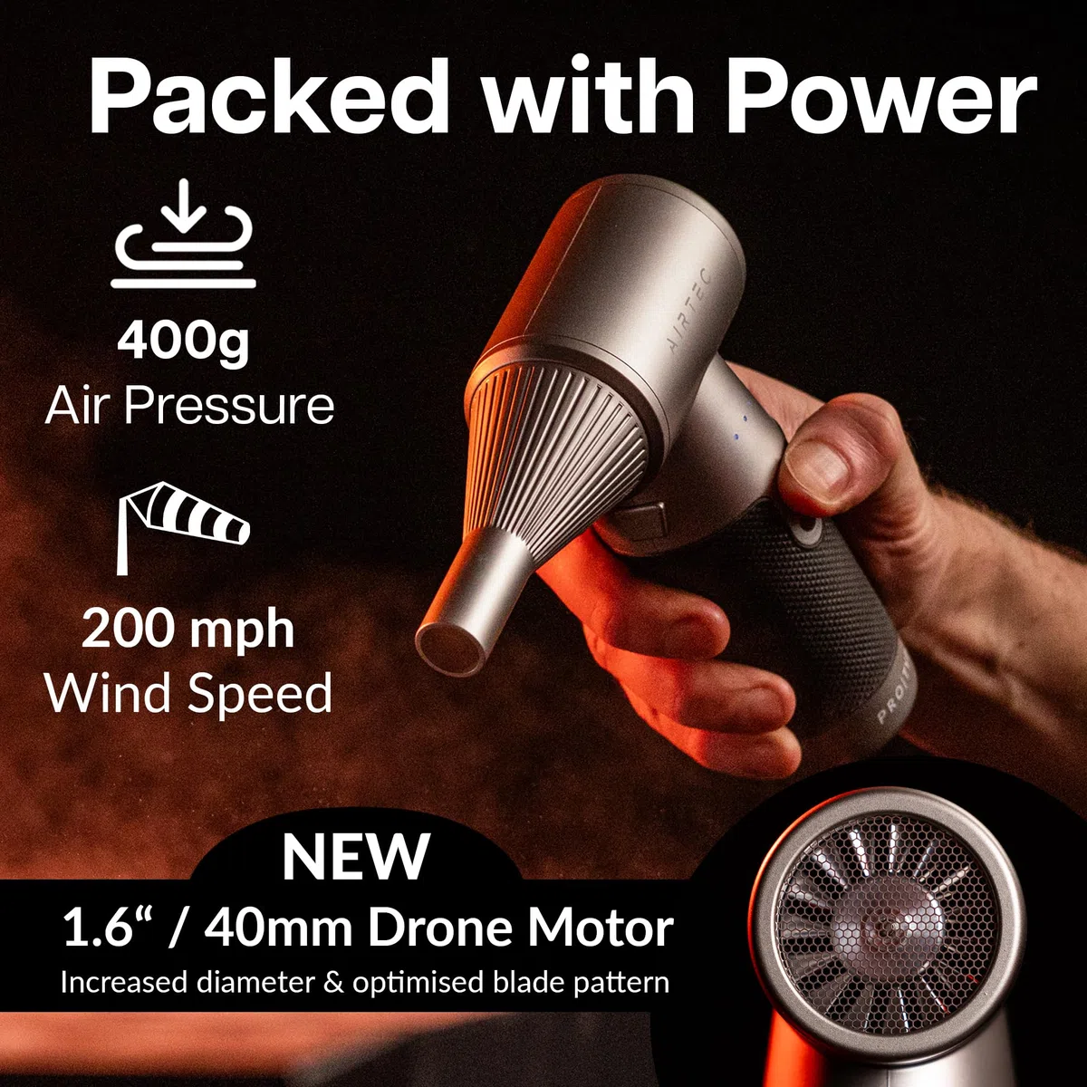 IT Dusters AirTec Ultra Soplador de Aire Inalámbrico Recargable para PC y Electrónica, para Teclado, Portátil y Consola, Alternativa al Aire Comprimido en Lata