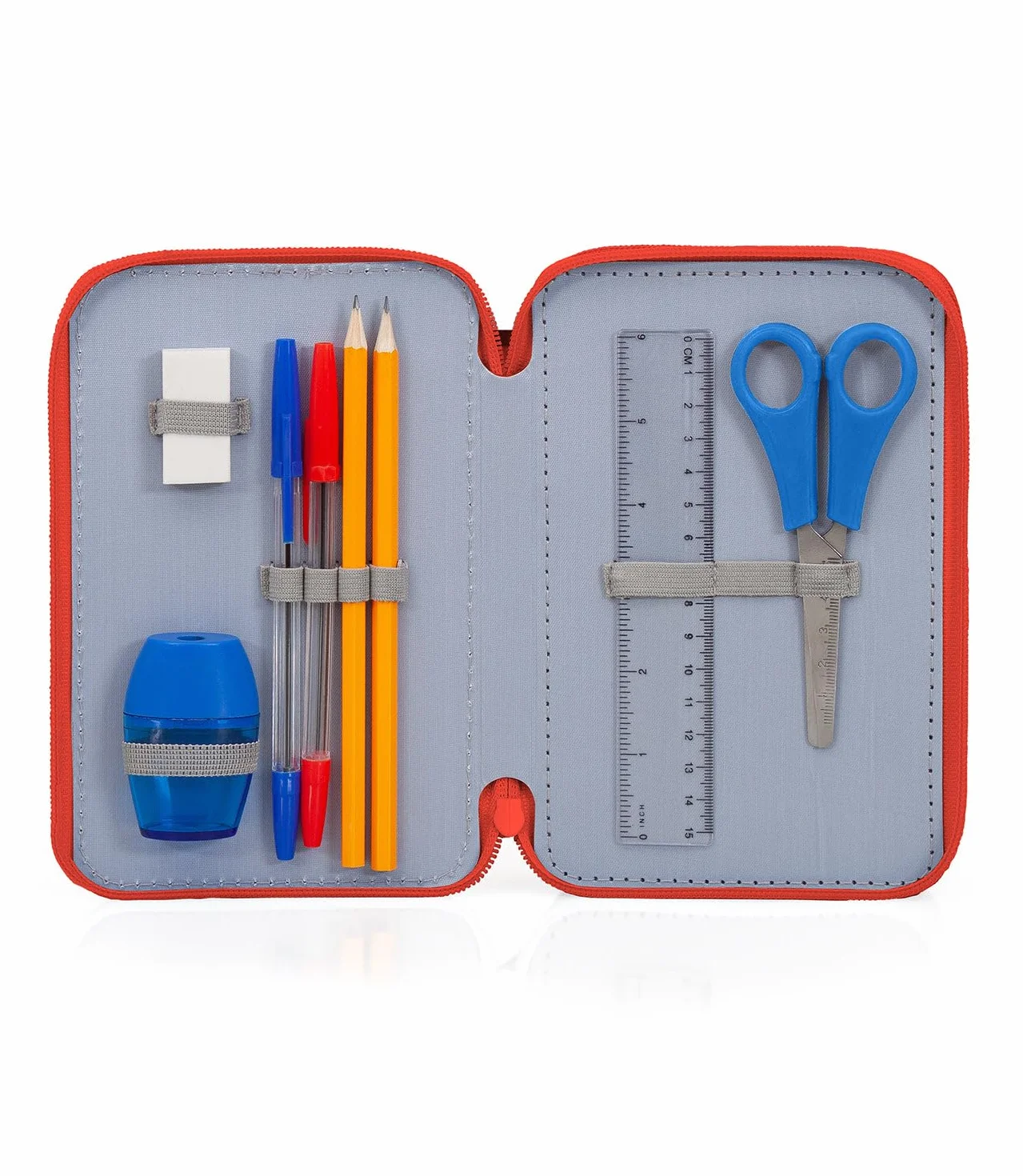 Estuche escolar 3 cremalleras Sonic The Hedgehog 3 Zip con 44 artículos (azul claro/rojo), 20×15×6 cm - Producto oficial SEGA, Cartuchera, turquesa, Contemporain