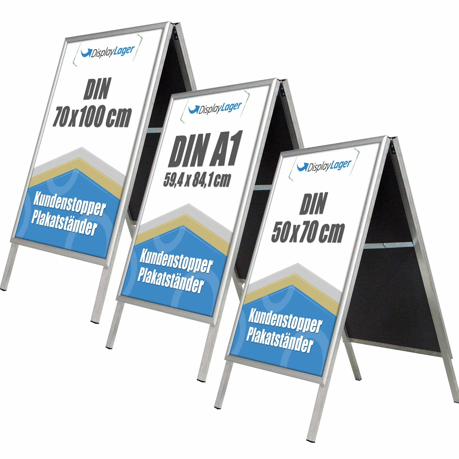 DisplayLager - Customer Budget Alu-Line, plata, para uso interior, ambos lados (2 carteles) (A1)