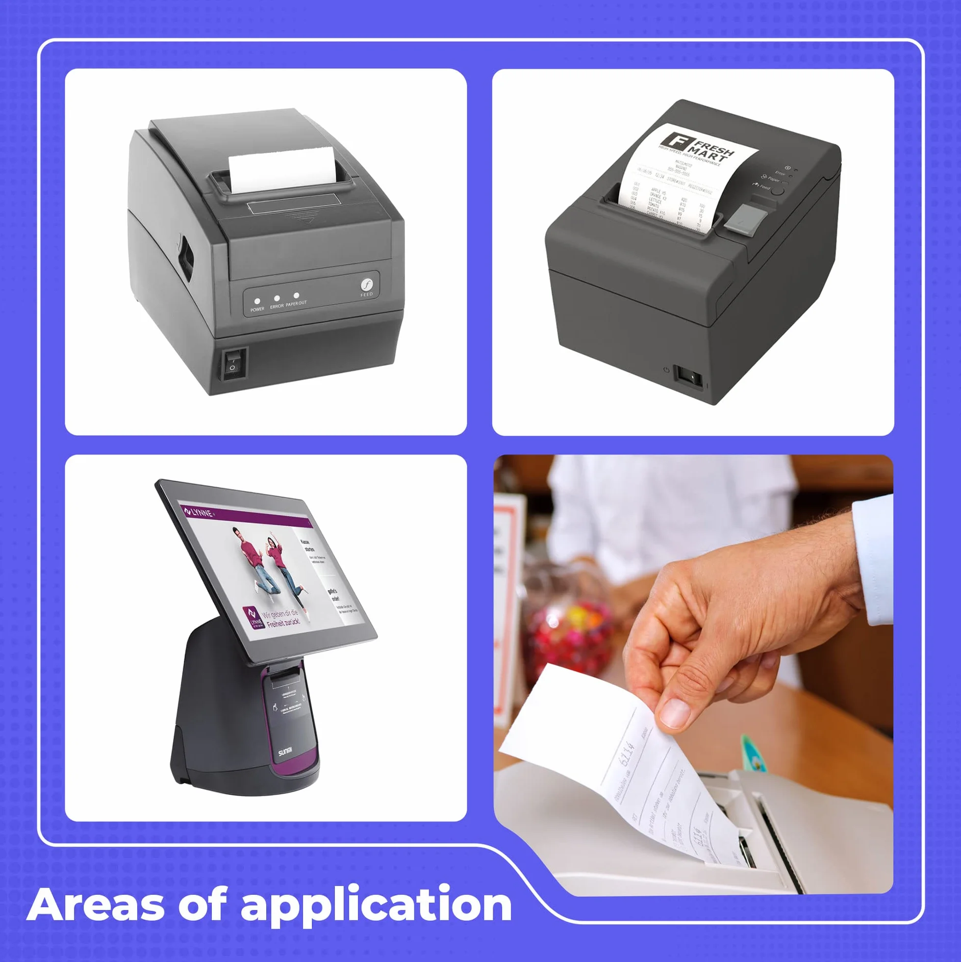 Rollos Papel Termico 80x80 para Impresora de Tickets - Para caja registradora con impresora de recibos - Papel impresora Termica 80x80x12 - Rollo Papel térmico 80mm x 80mm x 80m - [20x]
